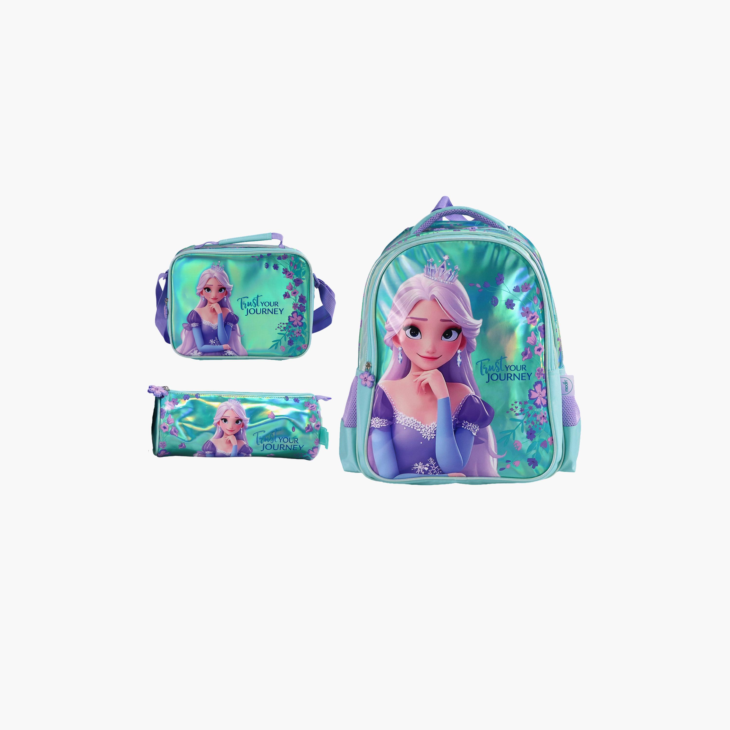 Moon Elsa School Bag with Lunch Bag & Pencil Case - 16 Inch-school-bagsandbackpacks-sets-image-1