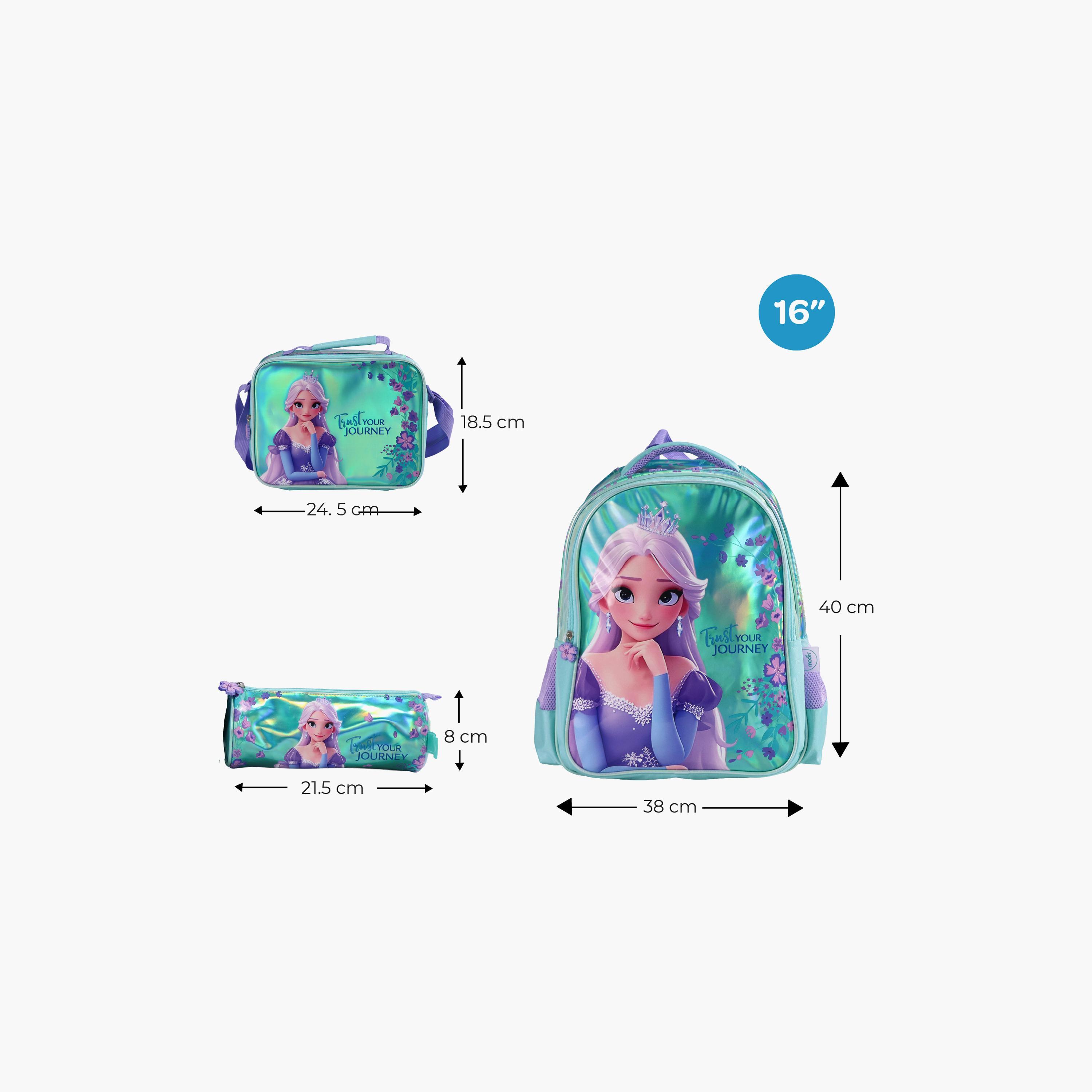 Moon Elsa School Bag with Lunch Bag & Pencil Case - 16 Inch-school-bagsandbackpacks-sets-image-2