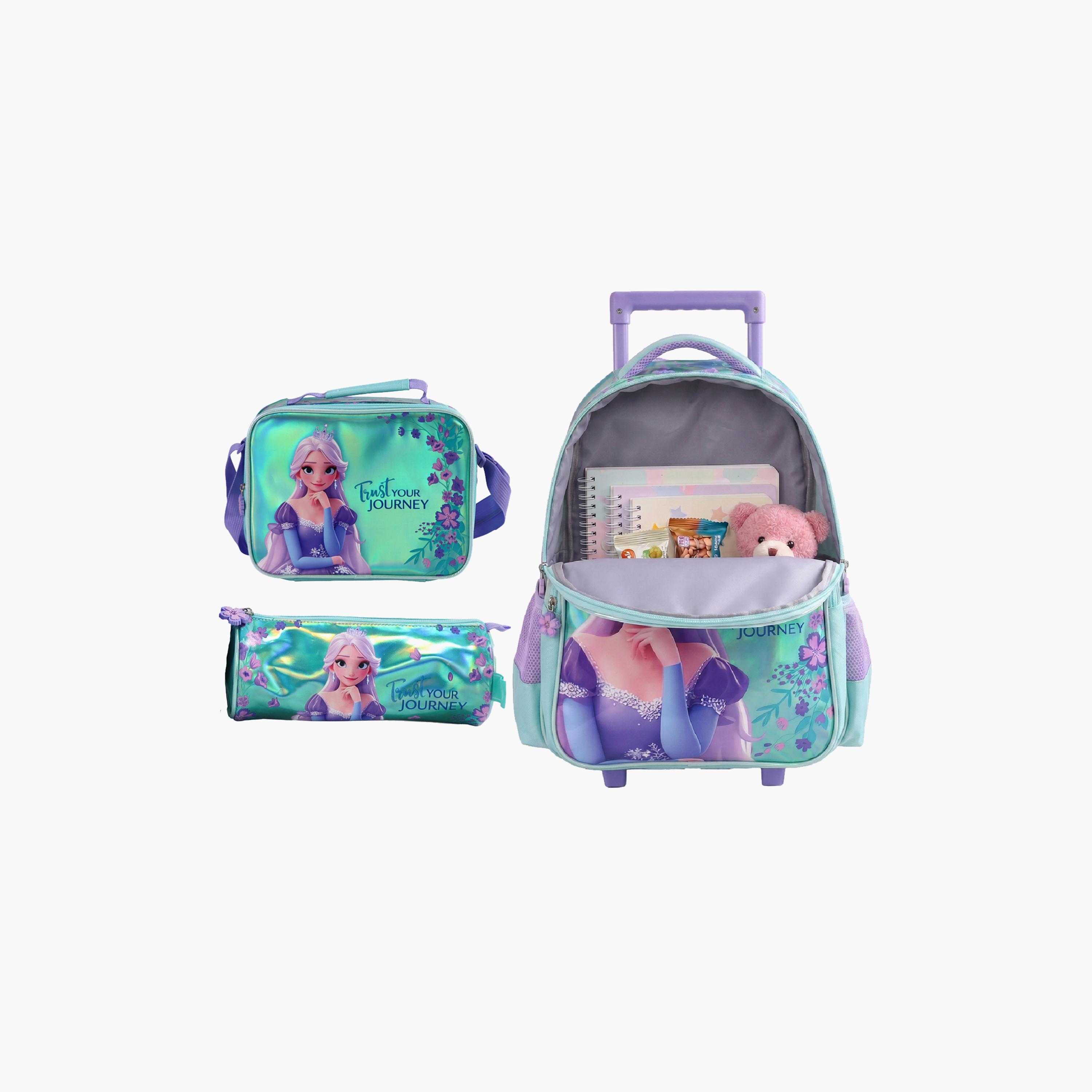 Moon Elsa Trolley Backpack with Lunch Bag & Pencil Case - 16 Inch-school-bagsandbackpacks-trolleybags-image-1