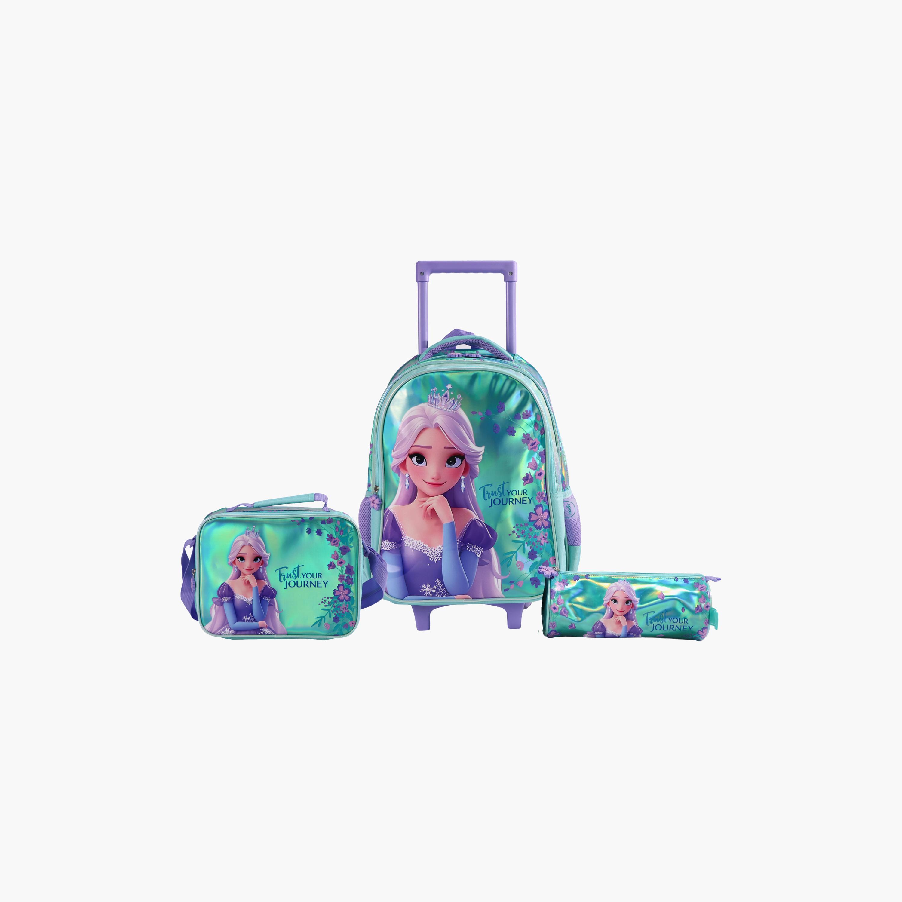 Moon Elsa Trolley Backpack with Lunch Bag & Pencil Case - 16 Inch-school-bagsandbackpacks-trolleybags-image-4