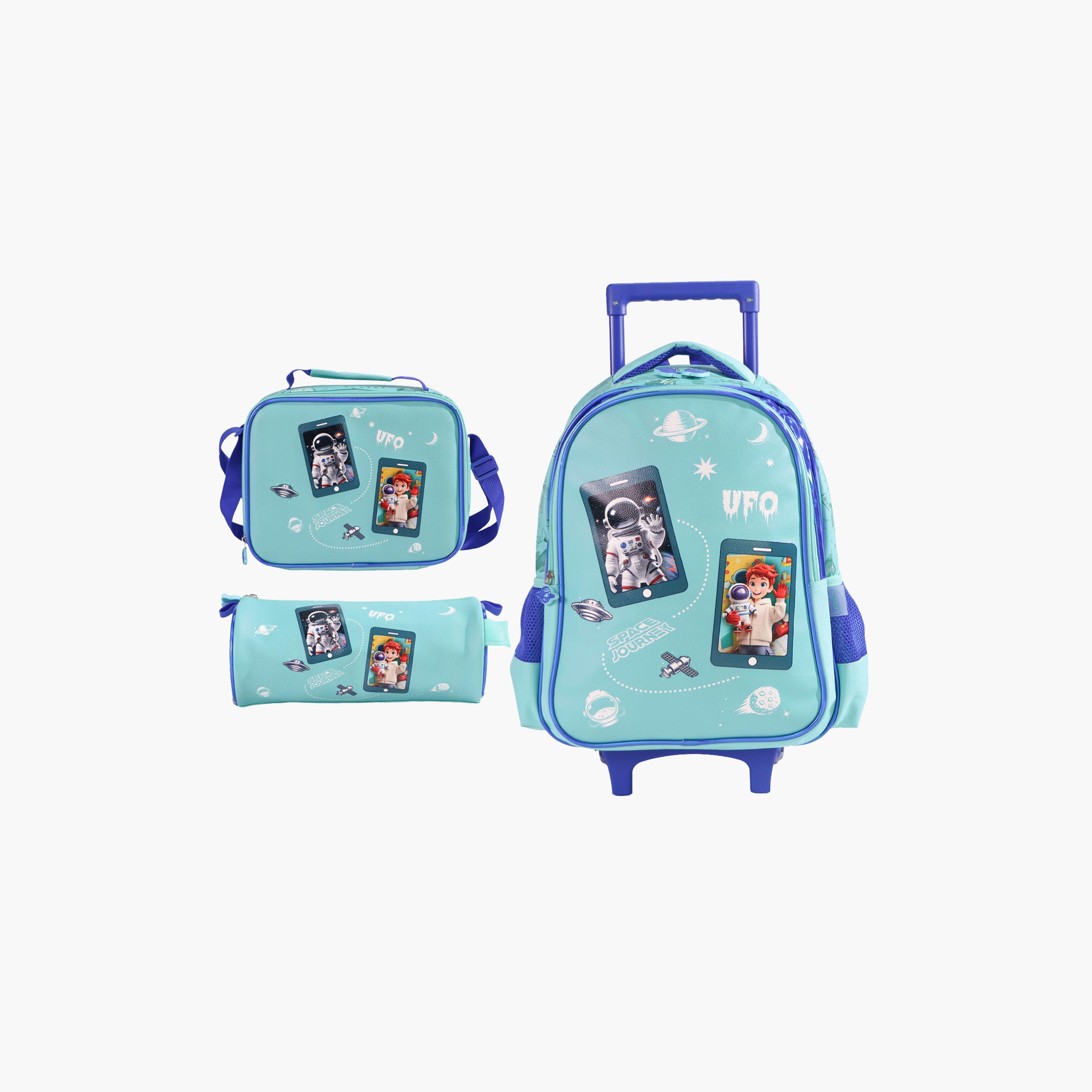 Moon Astronaut Trolley Backpack with Lunch Bag & Pencil Case - 16 Inch-school-bagsandbackpacks-trolleybags-image-1
