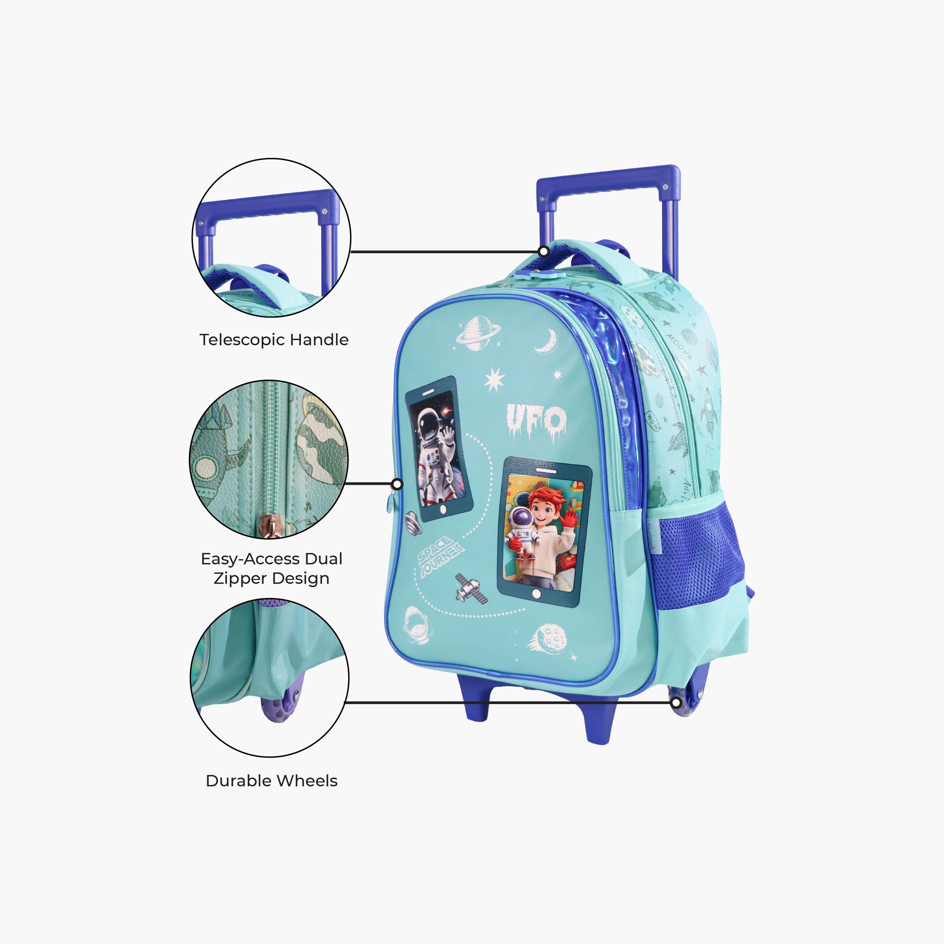 Moon Astronaut Trolley Backpack with Lunch Bag & Pencil Case - 16 Inch-school-bagsandbackpacks-trolleybags-image-2