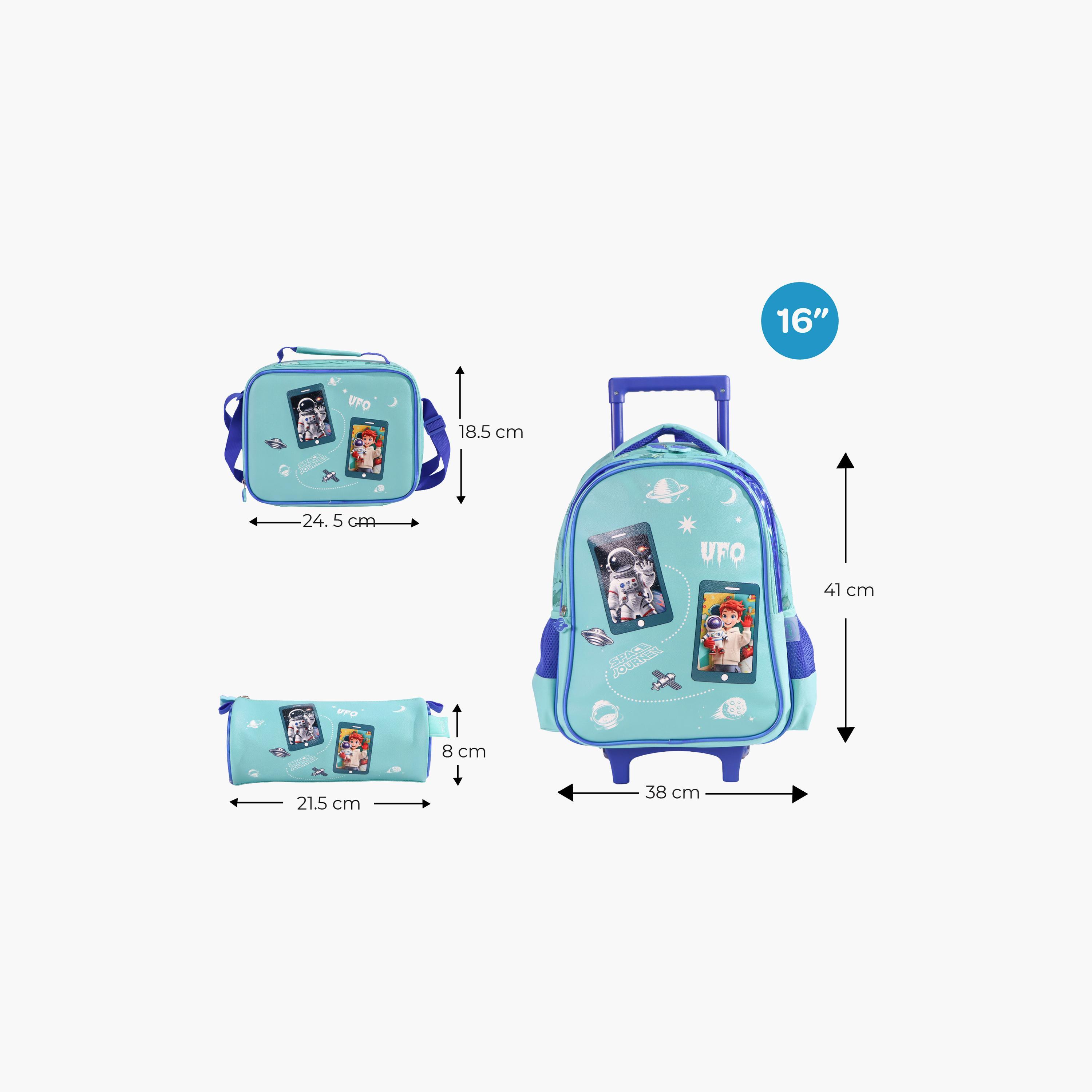 Moon Astronaut Trolley Backpack with Lunch Bag & Pencil Case - 16 Inch-school-bagsandbackpacks-trolleybags-image-4