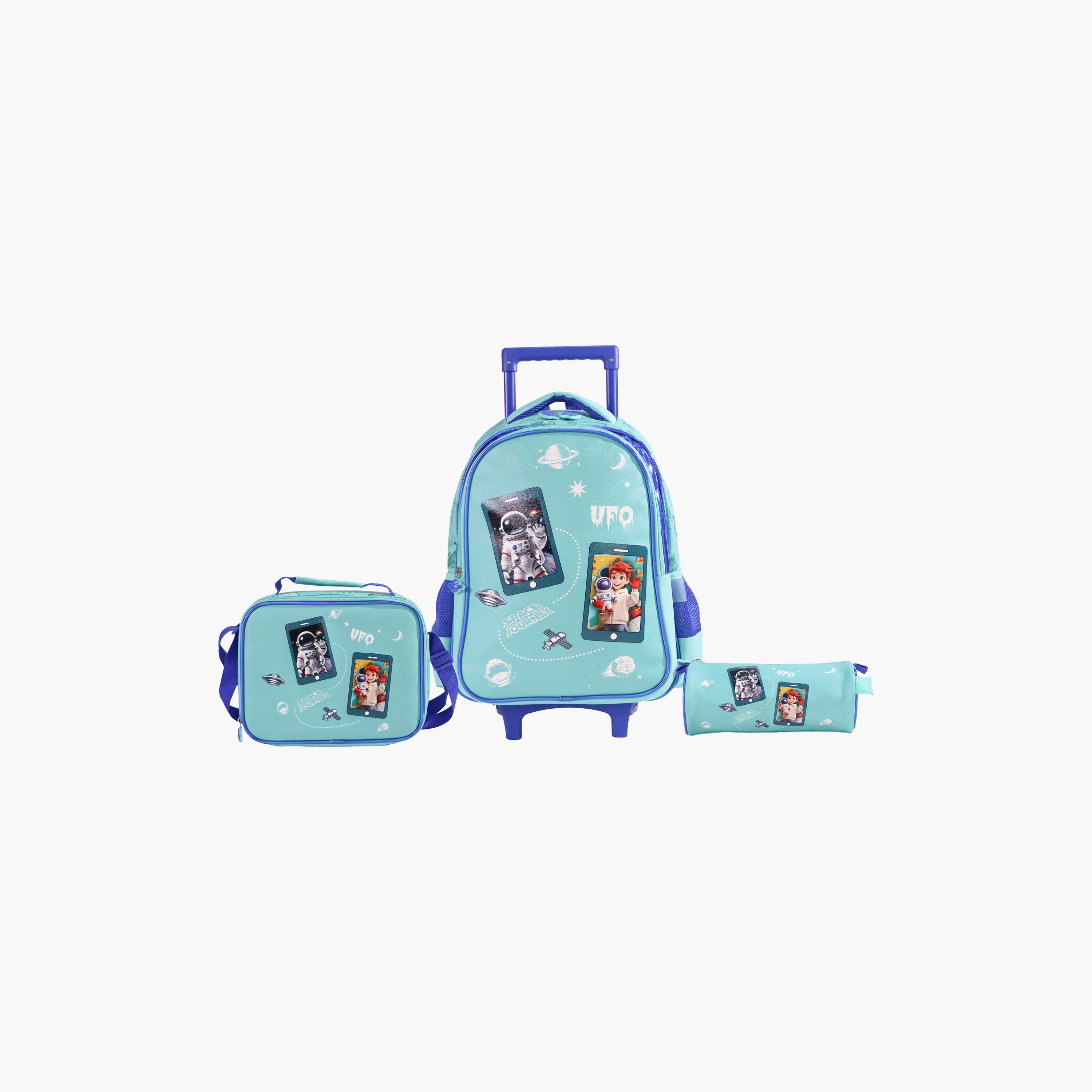 Moon Astronaut Trolley Backpack with Lunch Bag & Pencil Case - 16 Inch-school-bagsandbackpacks-trolleybags-image-5