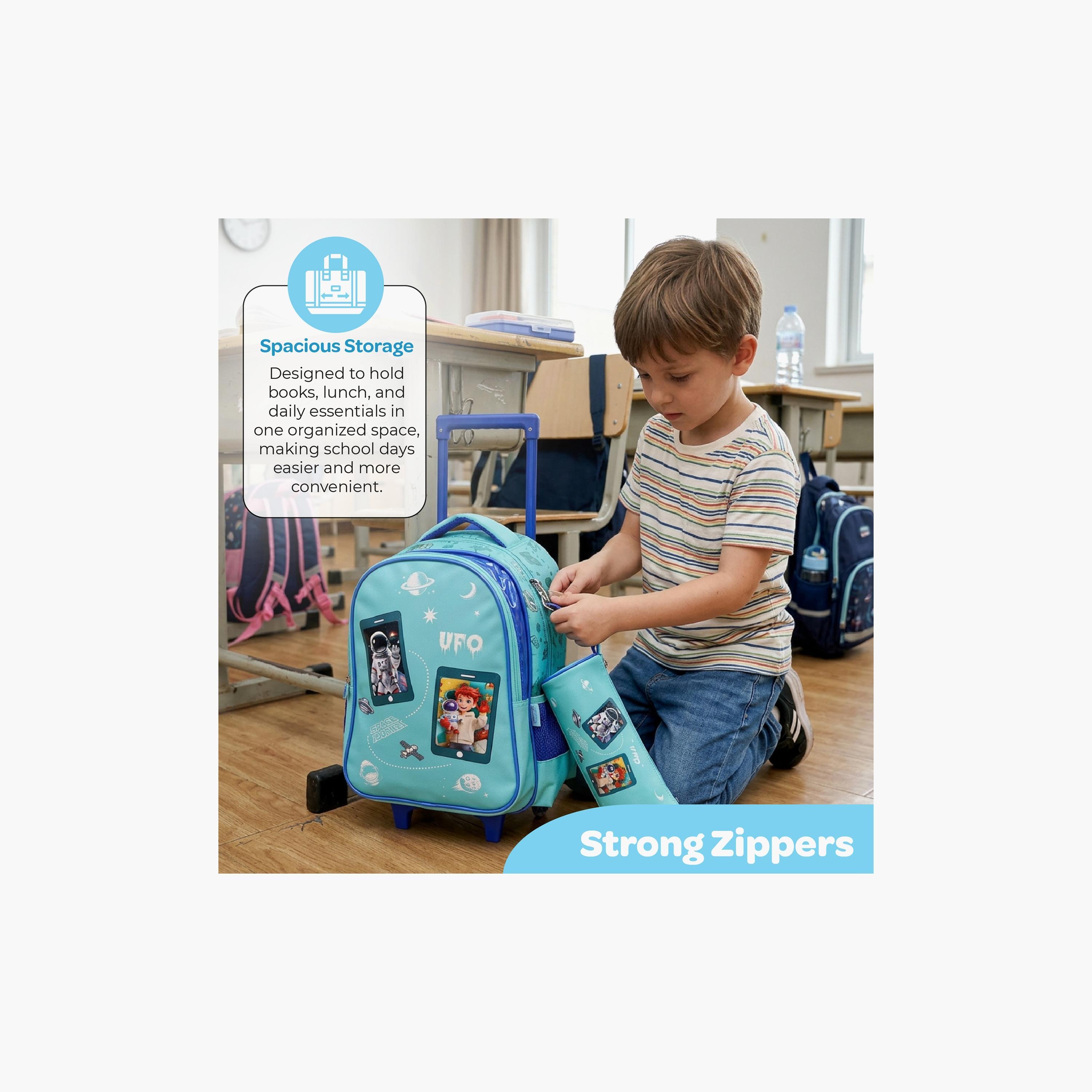 Moon Astronaut Trolley Backpack with Lunch Bag & Pencil Case - 16 Inch-school-bagsandbackpacks-trolleybags-image-9