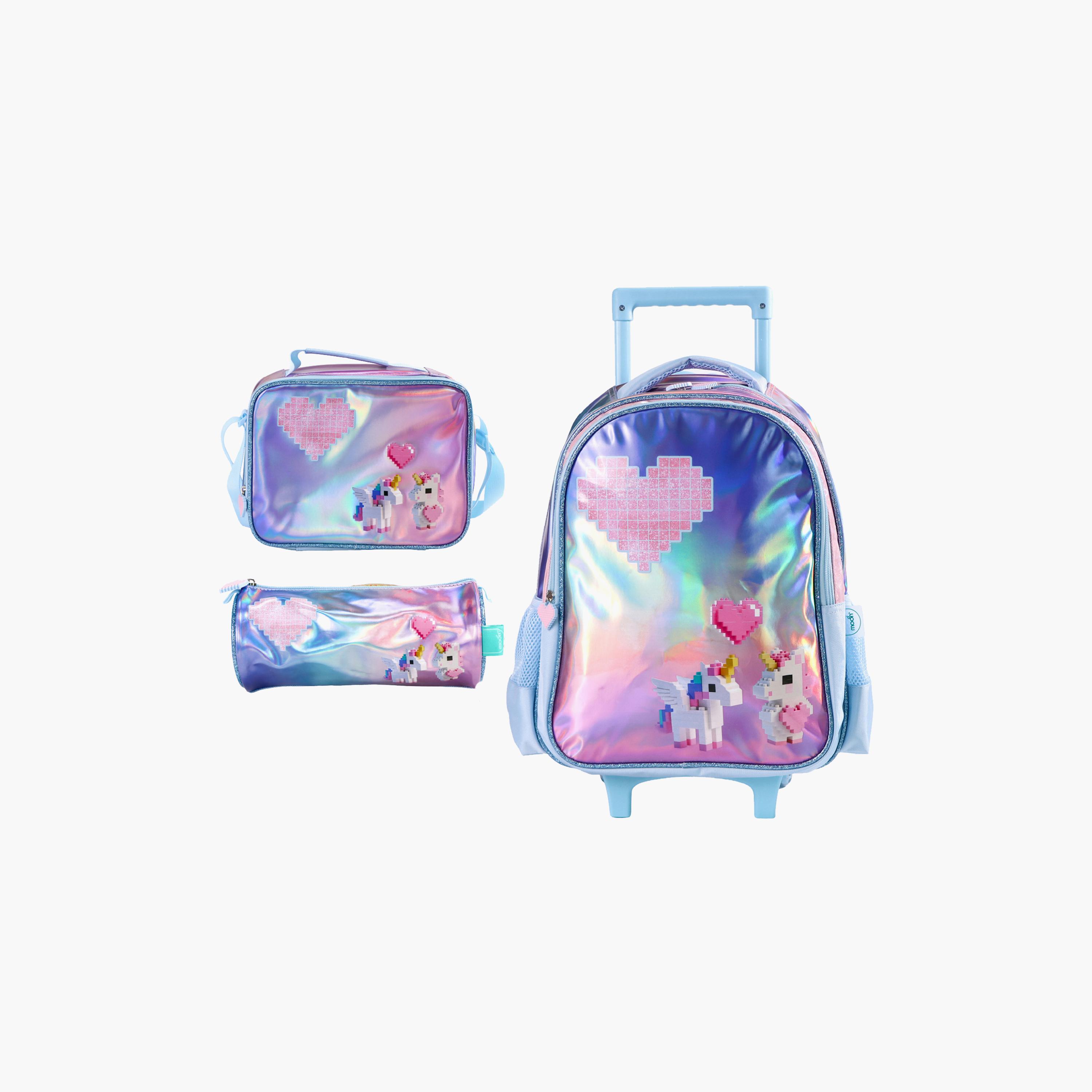 Moon Unicorn Trolley Backpack with Lunch Bag & Pencil Case - 16 Inch-school-bagsandbackpacks-trolleybags-image-1