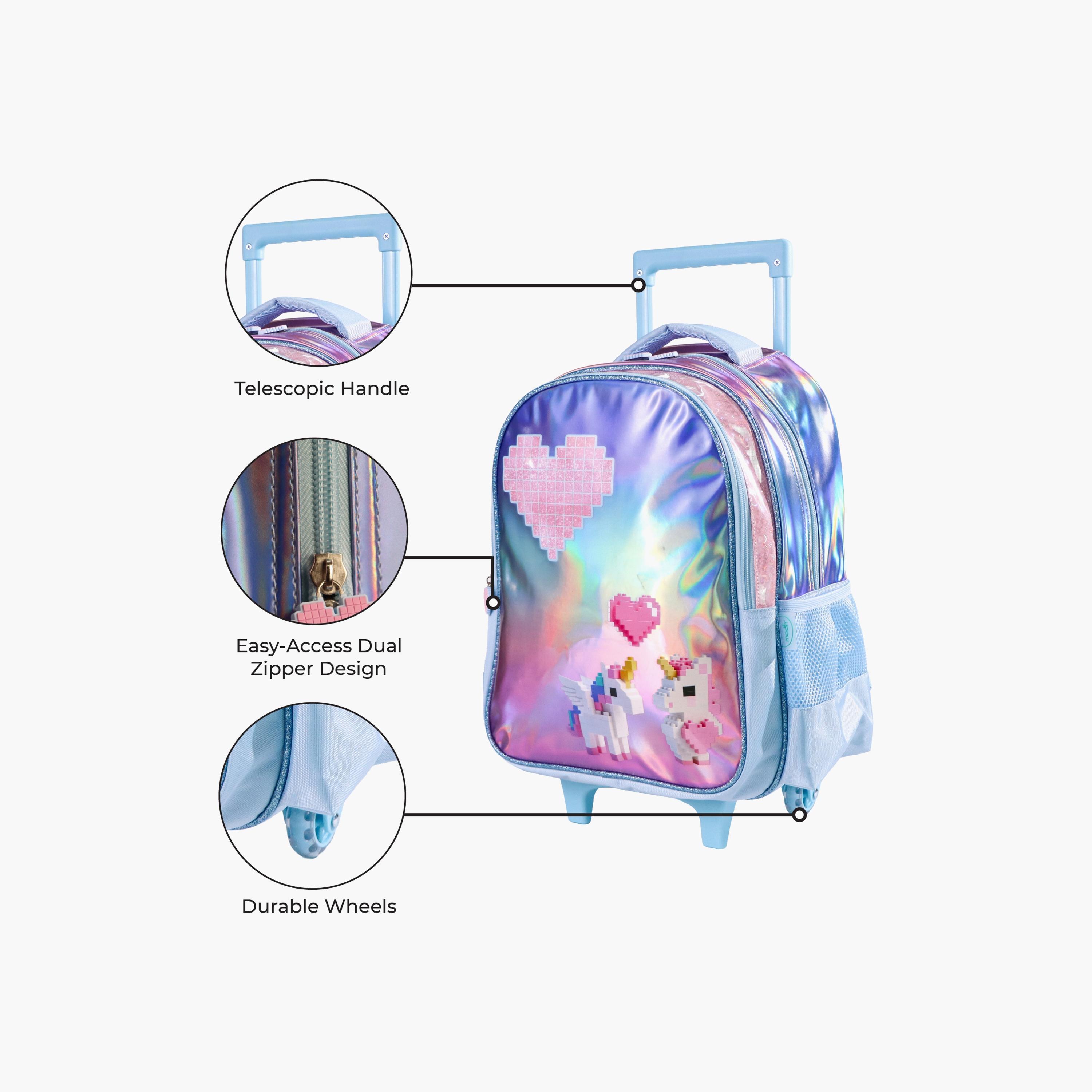 Moon Unicorn Trolley Backpack with Lunch Bag & Pencil Case - 16 Inch-school-bagsandbackpacks-trolleybags-image-2