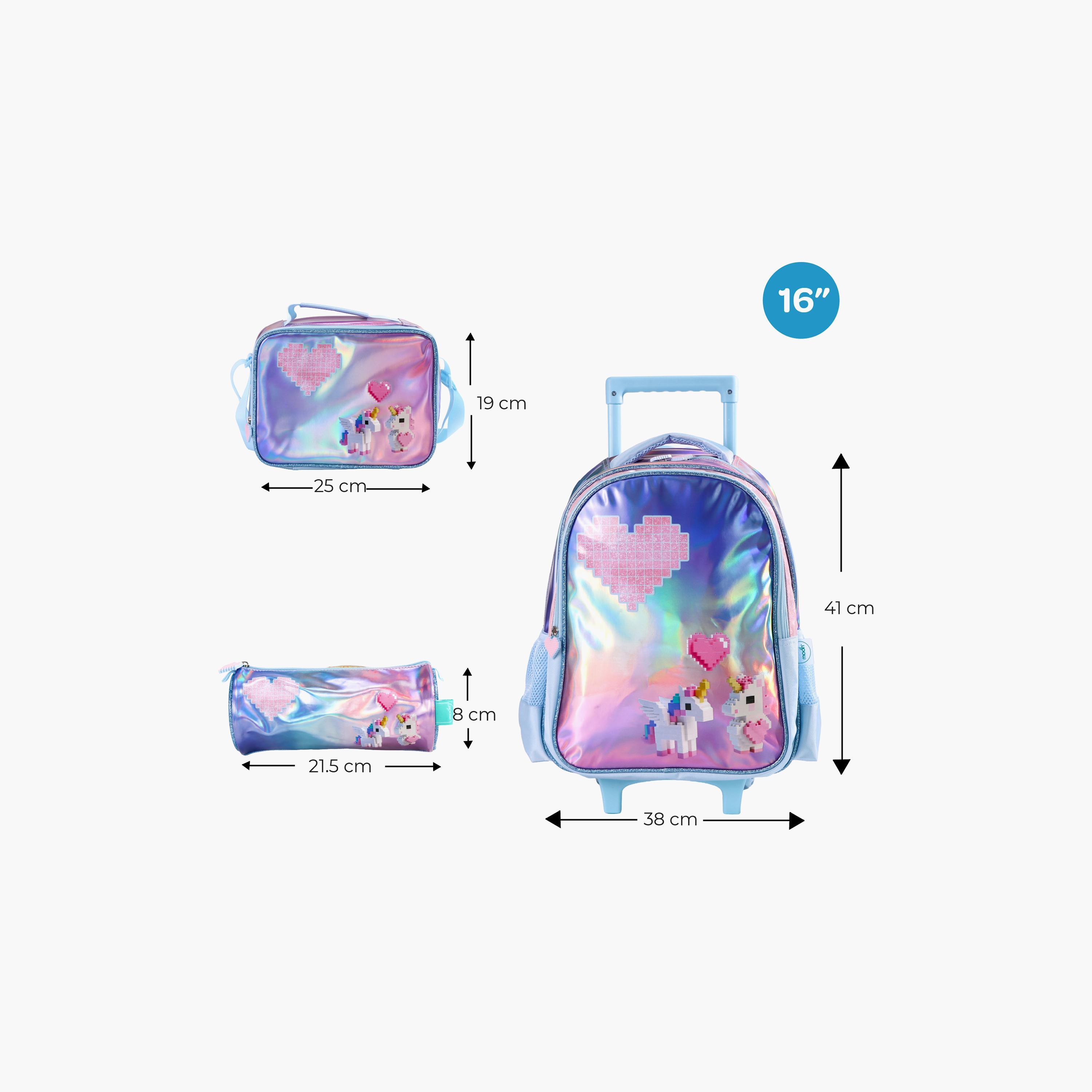 Moon Unicorn Trolley Backpack with Lunch Bag & Pencil Case - 16 Inch-school-bagsandbackpacks-trolleybags-image-4