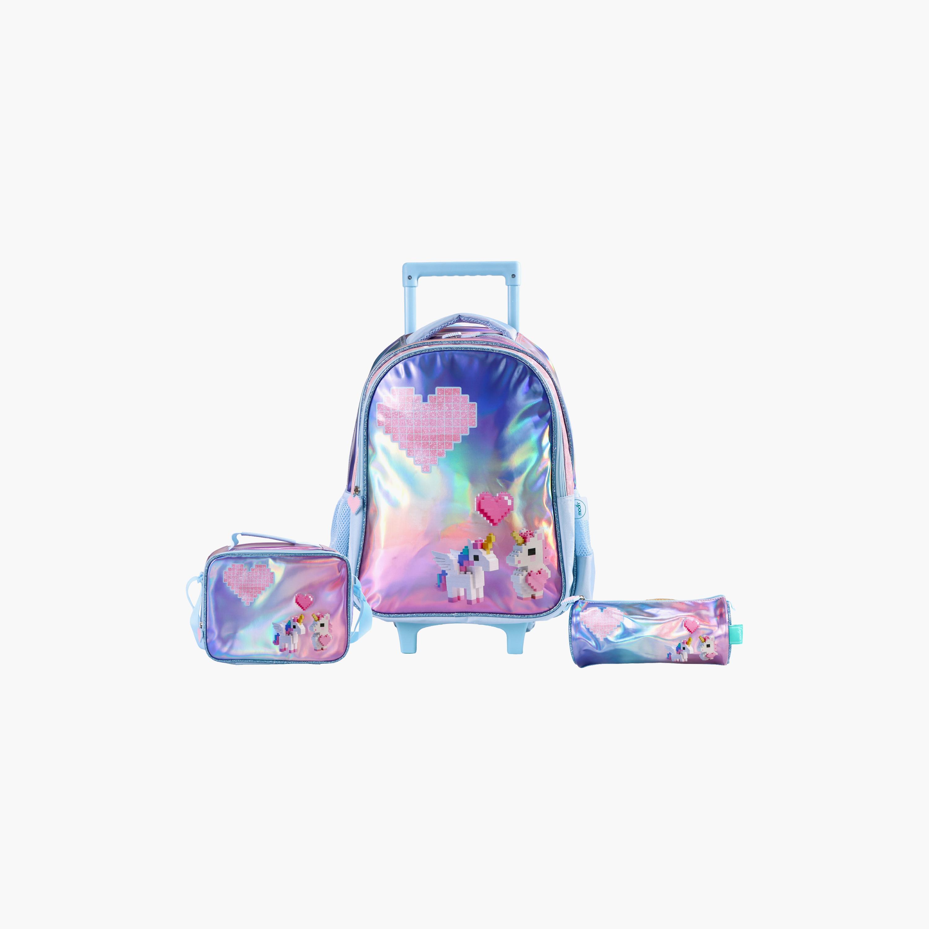Moon Unicorn Trolley Backpack with Lunch Bag & Pencil Case - 16 Inch-school-bagsandbackpacks-trolleybags-image-5