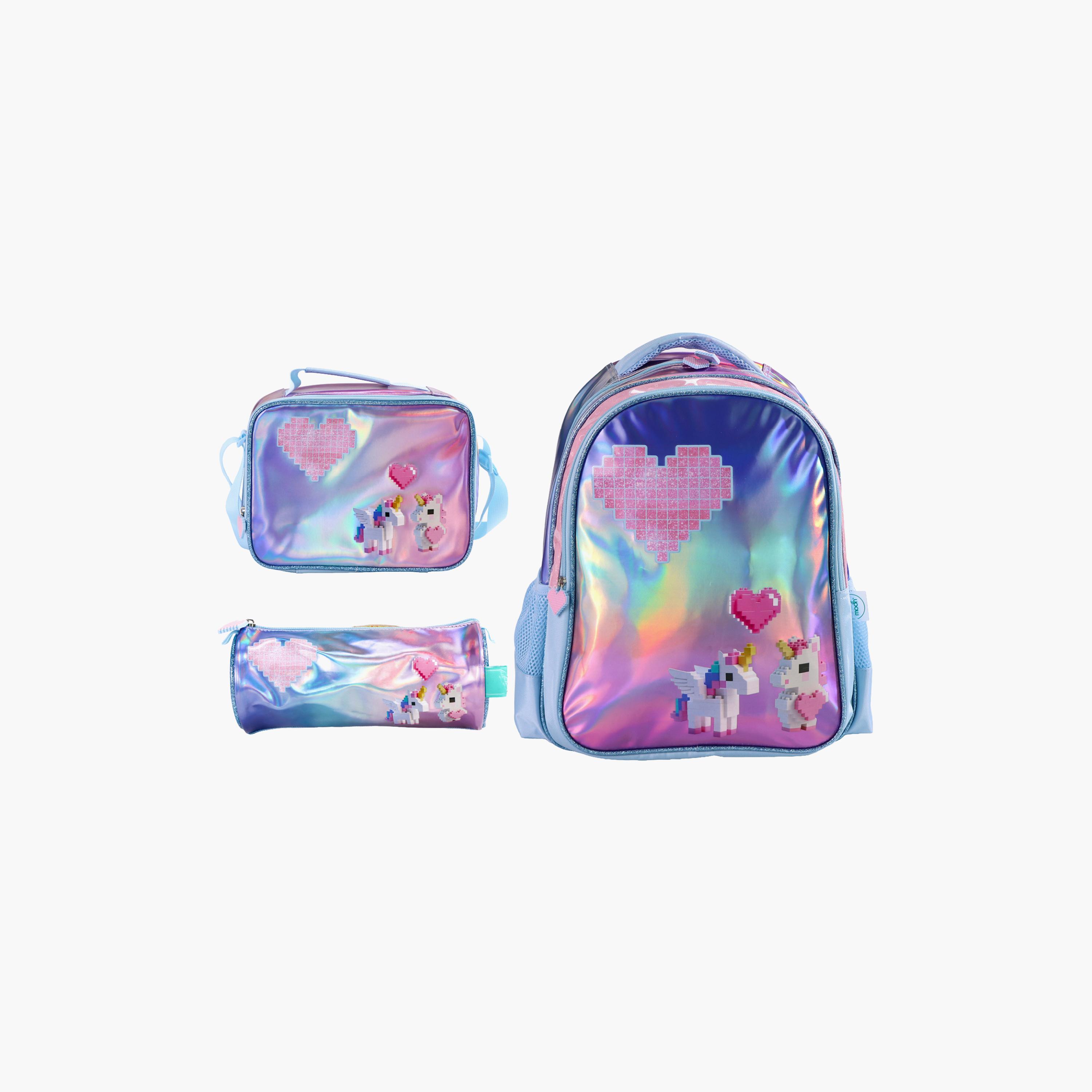 Moon Unicorn School Bag with Lunch Bag & Pencil Case - 16 Inch-school-bagsandbackpacks-sets-image-1
