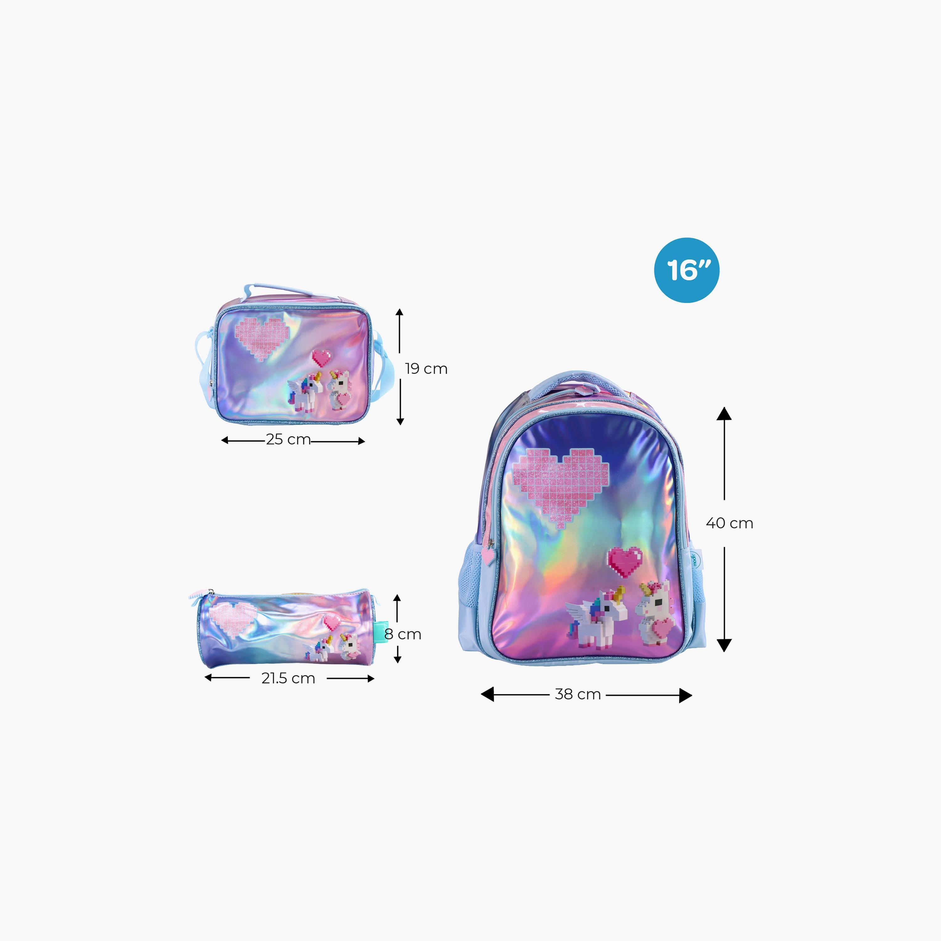 Moon Unicorn School Bag with Lunch Bag & Pencil Case - 16 Inch-school-bagsandbackpacks-sets-image-2