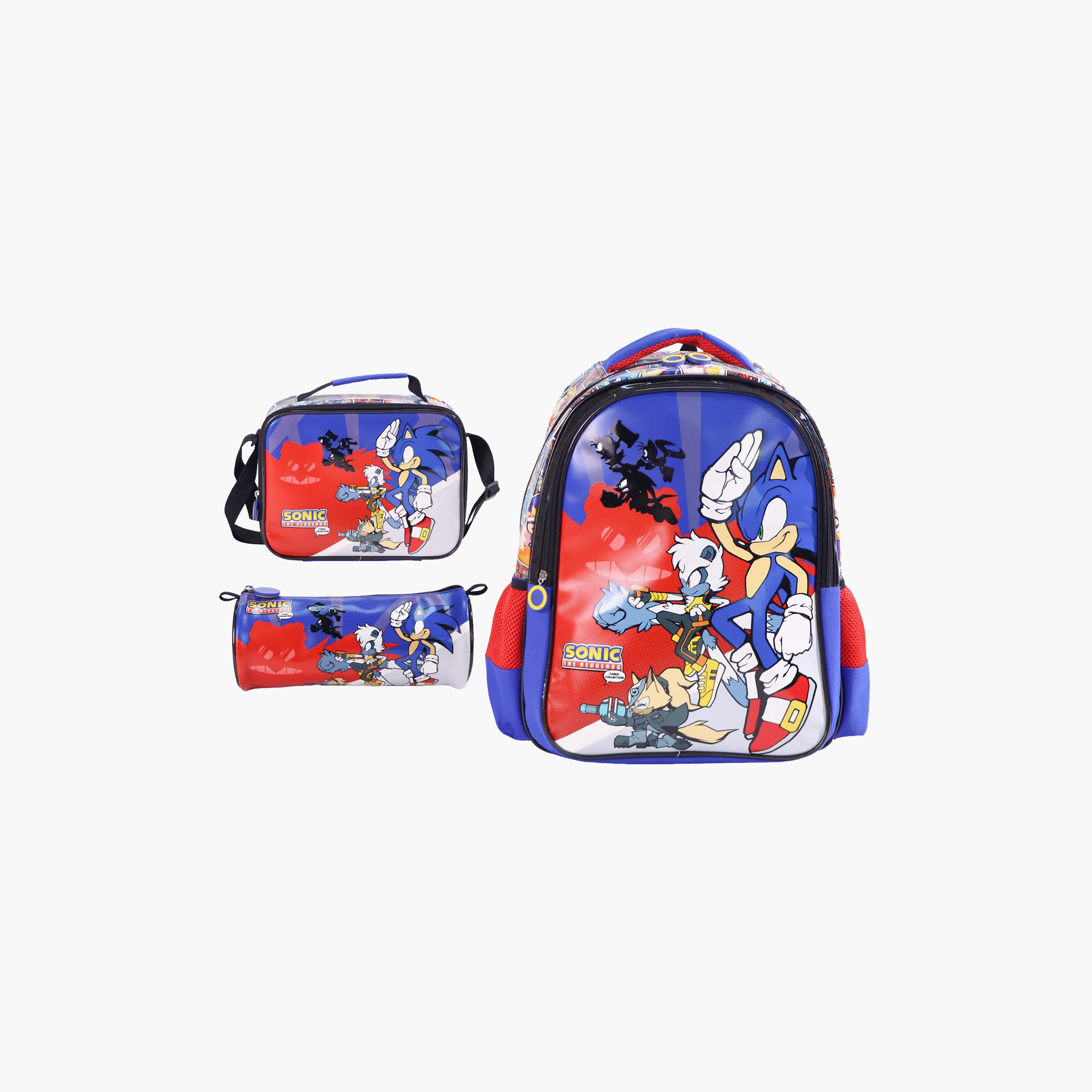 Moon Sonic the Hedgehog School Bag with Lunch Bag & Pencil Case - 16 Inch-school-bagsandbackpacks-sets-image-1
