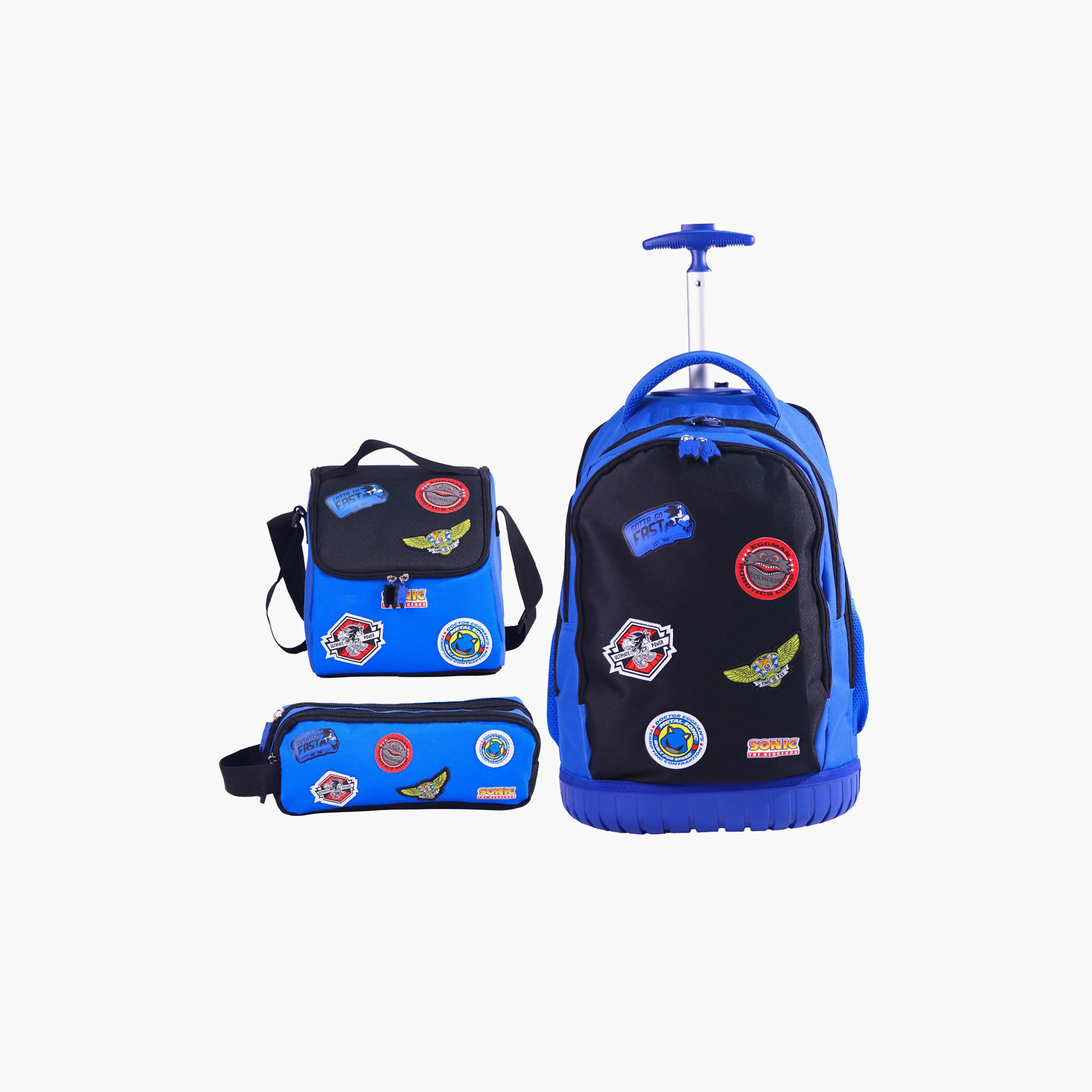 Moon Sonic the Hedgehog Trolley Backpack with Lunch Bag & Pencil Case - 18 Inch-school-bagsandbackpacks-trolleybags-image-1