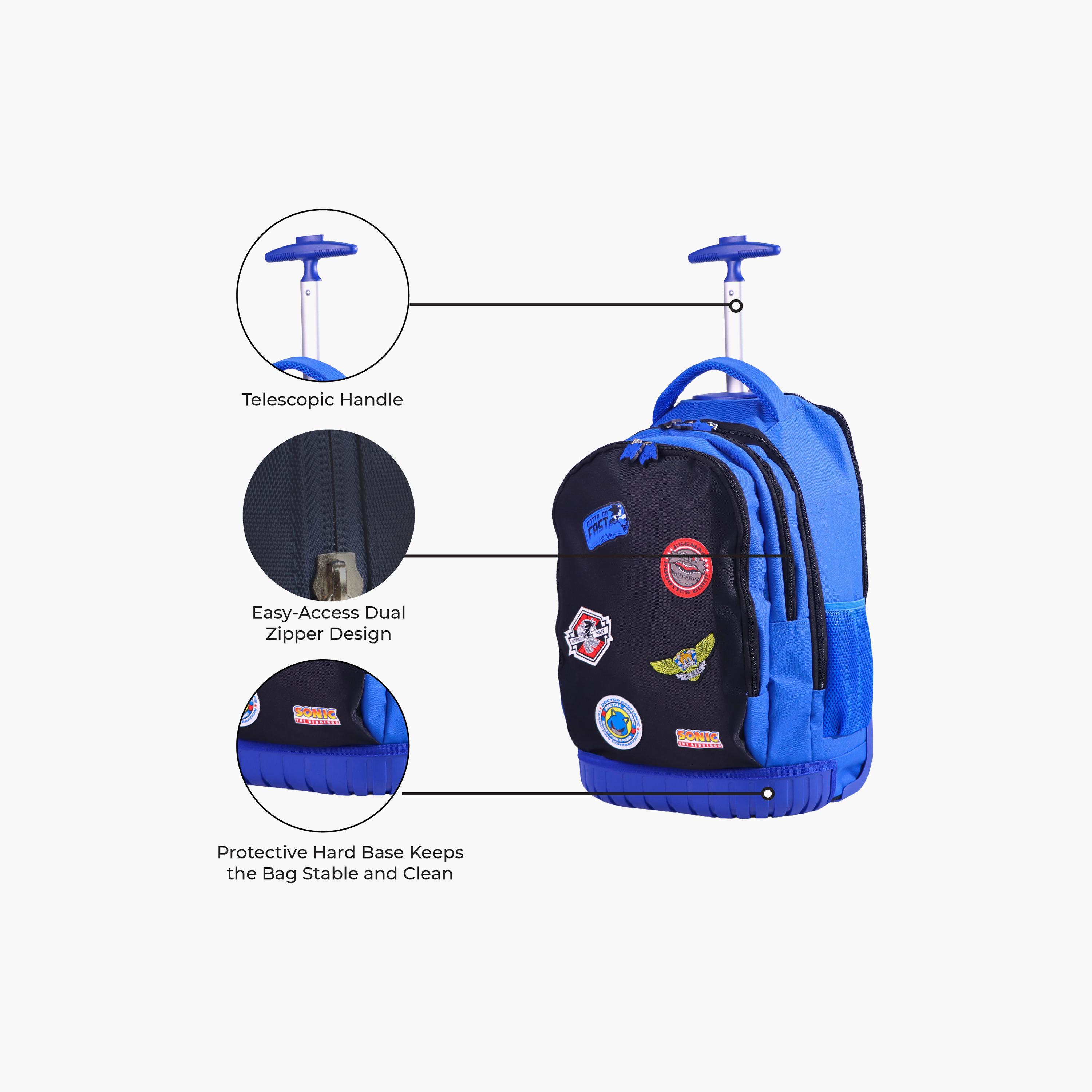Moon Sonic the Hedgehog Trolley Backpack with Lunch Bag & Pencil Case - 18 Inch-school-bagsandbackpacks-trolleybags-image-2