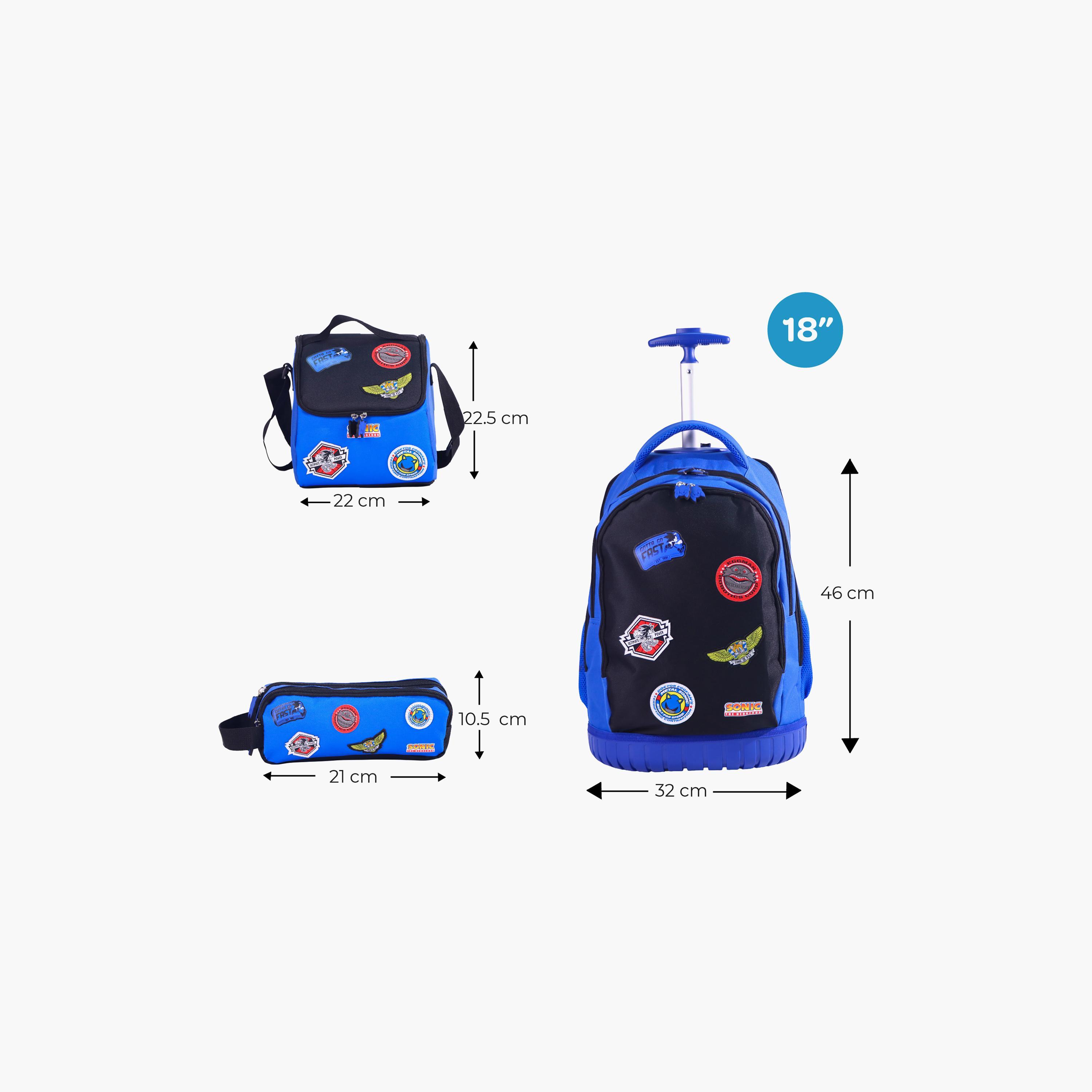 Moon Sonic the Hedgehog Trolley Backpack with Lunch Bag & Pencil Case - 18 Inch-school-bagsandbackpacks-trolleybags-image-3