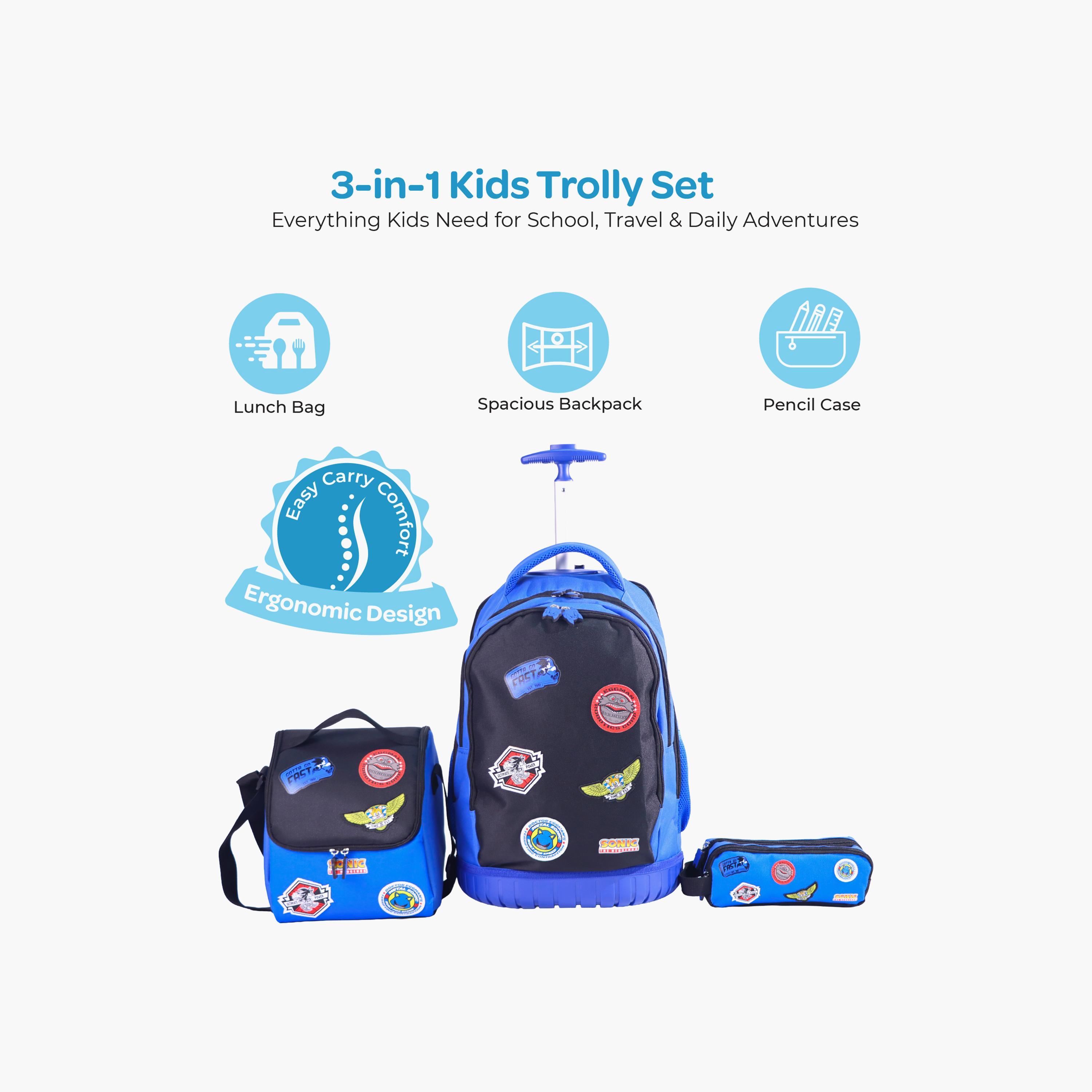Moon Sonic the Hedgehog Trolley Backpack with Lunch Bag & Pencil Case - 18 Inch-school-bagsandbackpacks-trolleybags-image-5