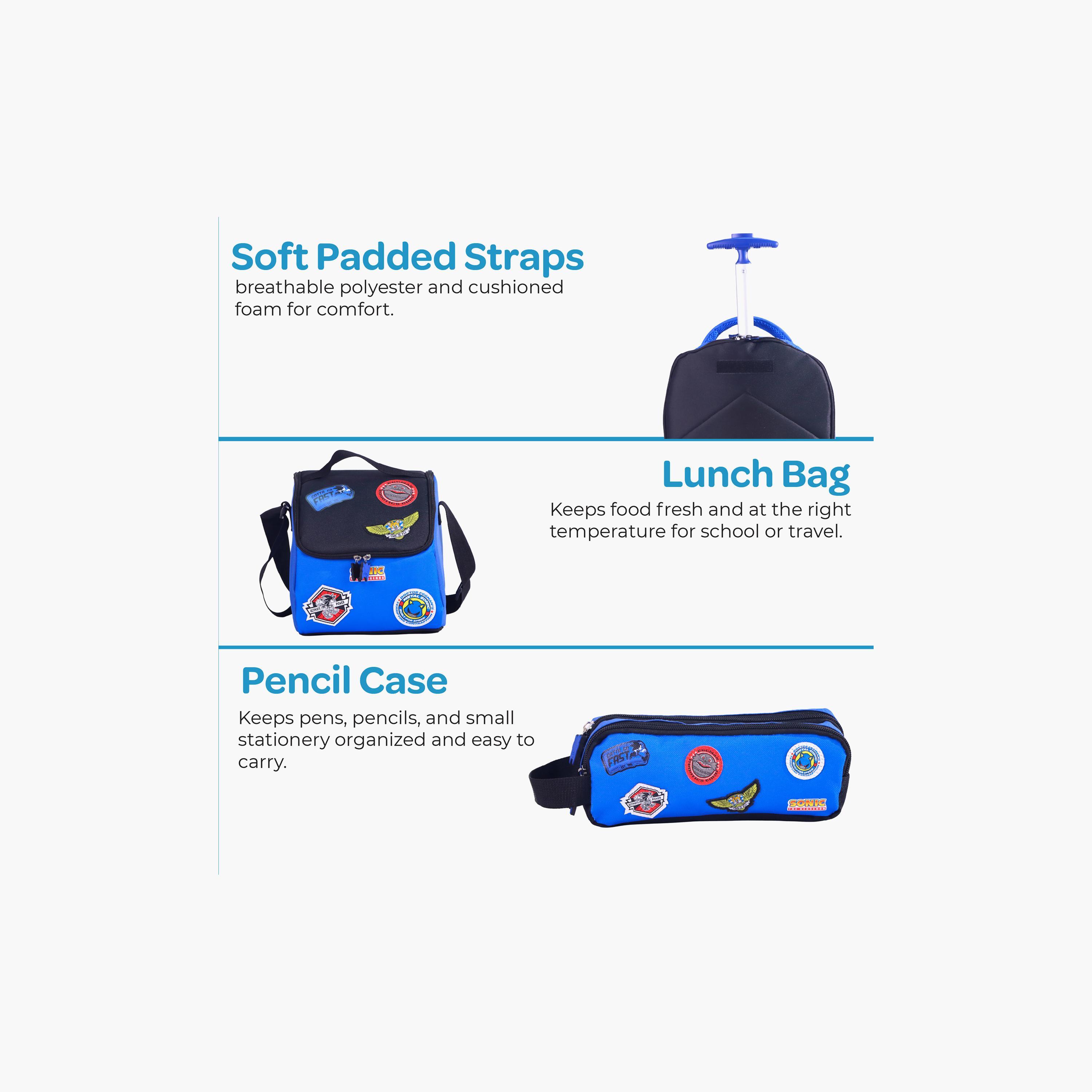 Moon Sonic the Hedgehog Trolley Backpack with Lunch Bag & Pencil Case - 18 Inch-school-bagsandbackpacks-trolleybags-image-9