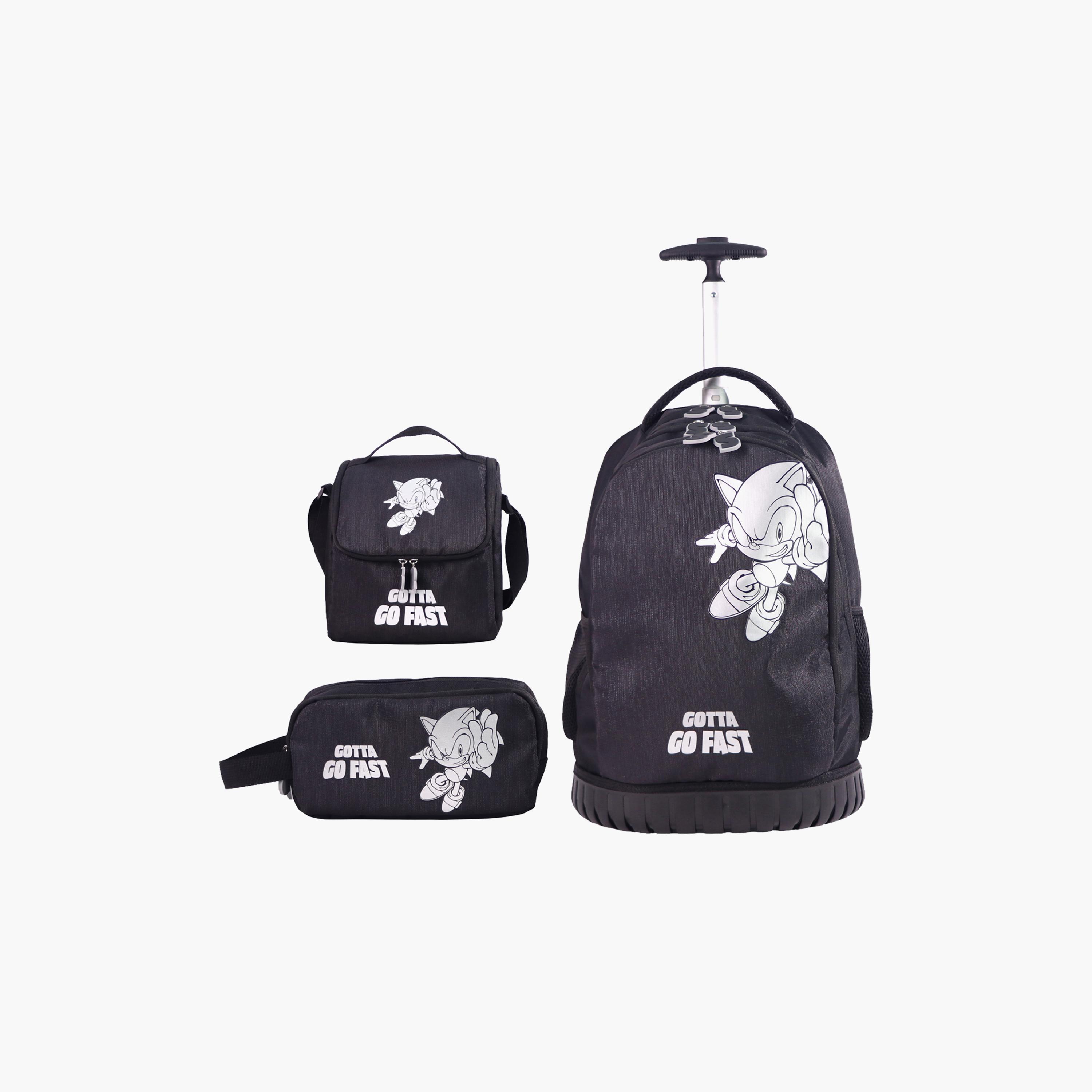 Moon Sonic the Hedgehog Trolley Backpack with Lunch Bag & Pencil Case - 18 Inch-school-bagsandbackpacks-trolleybags-image-1