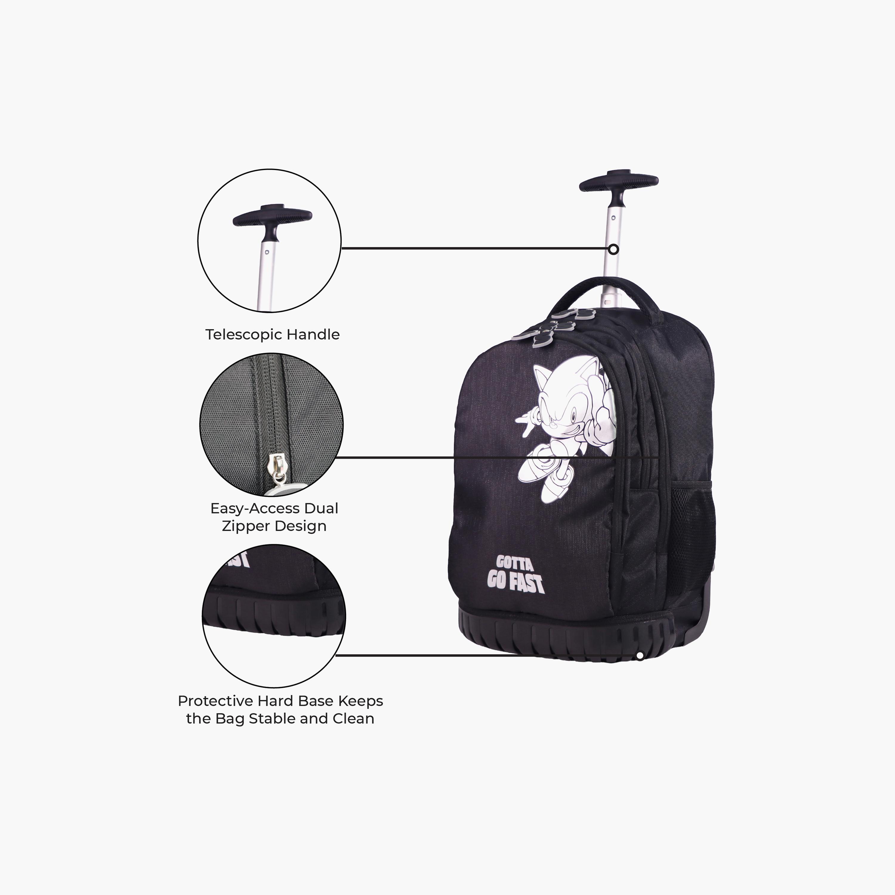 Moon Sonic the Hedgehog Trolley Backpack with Lunch Bag & Pencil Case - 18 Inch-school-bagsandbackpacks-trolleybags-image-2