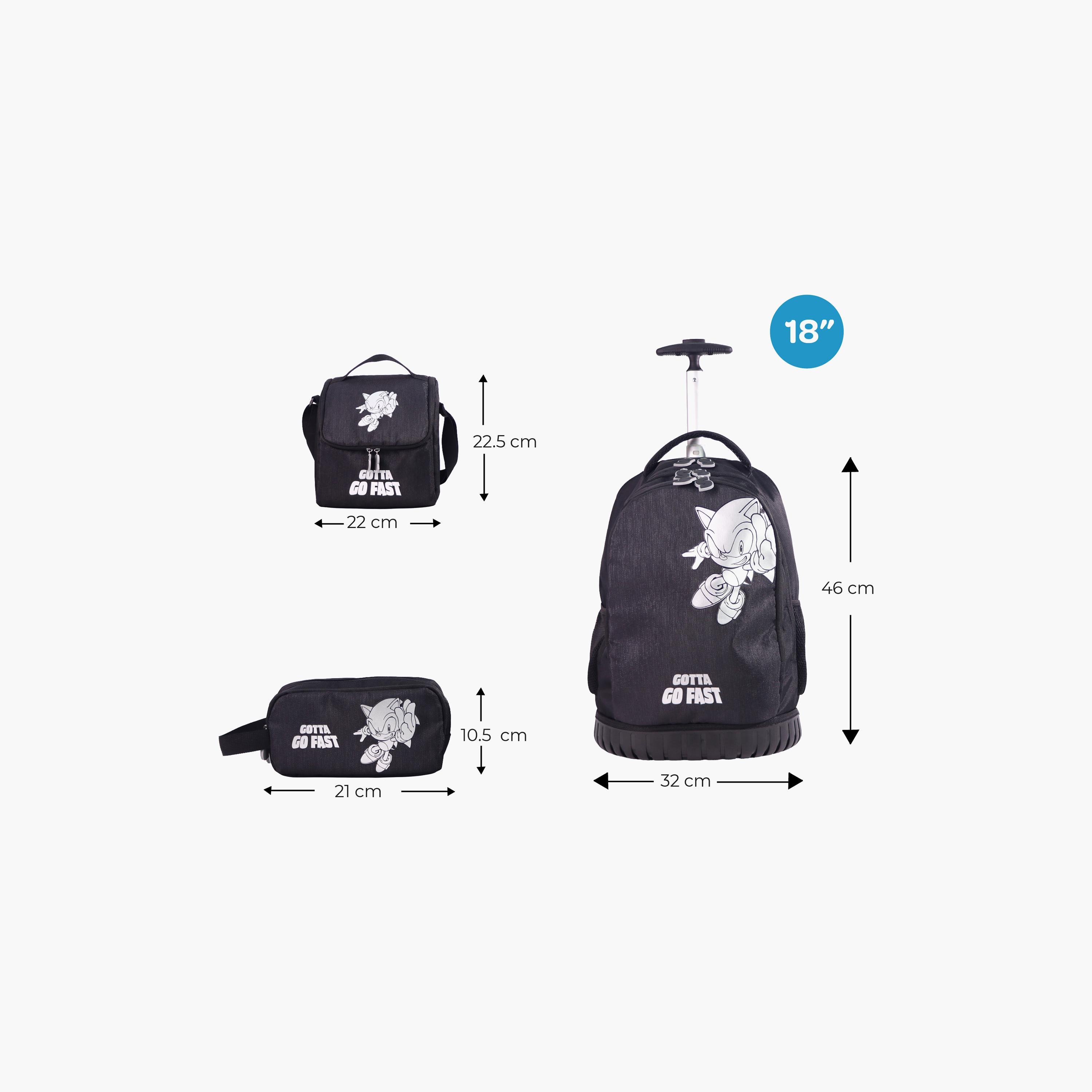 Moon Sonic the Hedgehog Trolley Backpack with Lunch Bag & Pencil Case - 18 Inch-school-bagsandbackpacks-trolleybags-image-3