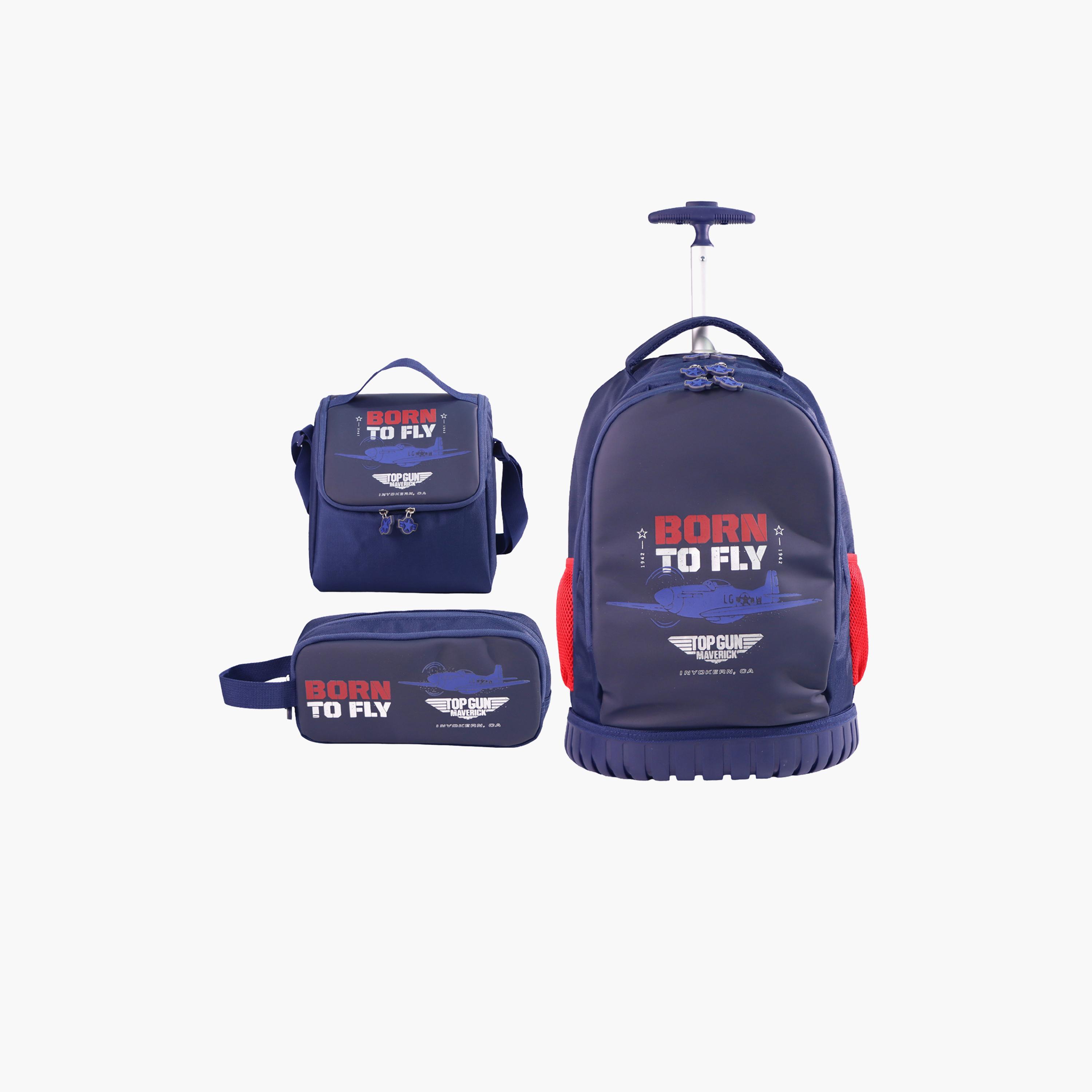 Moon Born To Fly Trolley Backpack with Lunch Bag & Pencil Case - 18 Inch-school-bagsandbackpacks-trolleybags-image-1