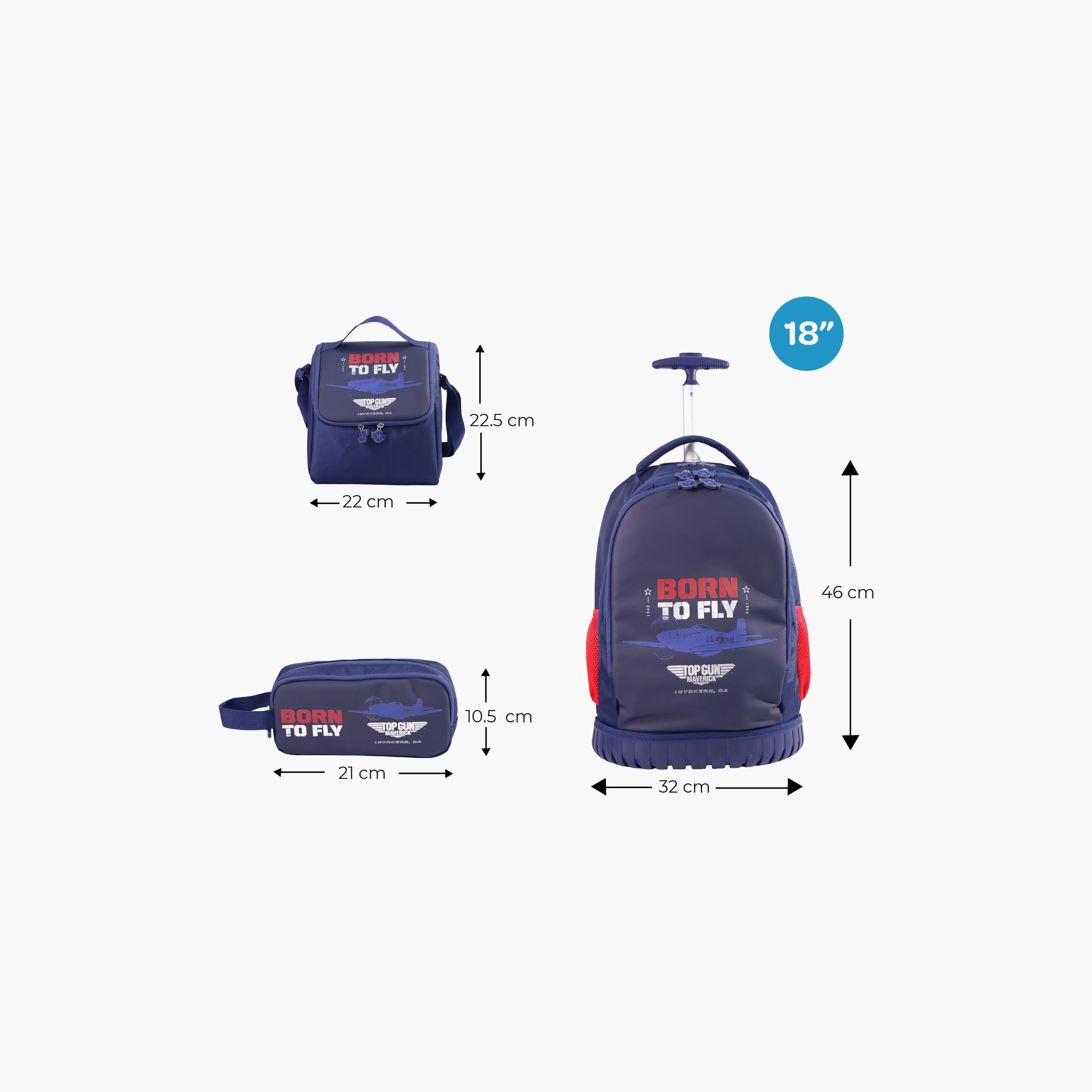 Moon Born To Fly Trolley Backpack with Lunch Bag & Pencil Case - 18 Inch-school-bagsandbackpacks-trolleybags-image-3