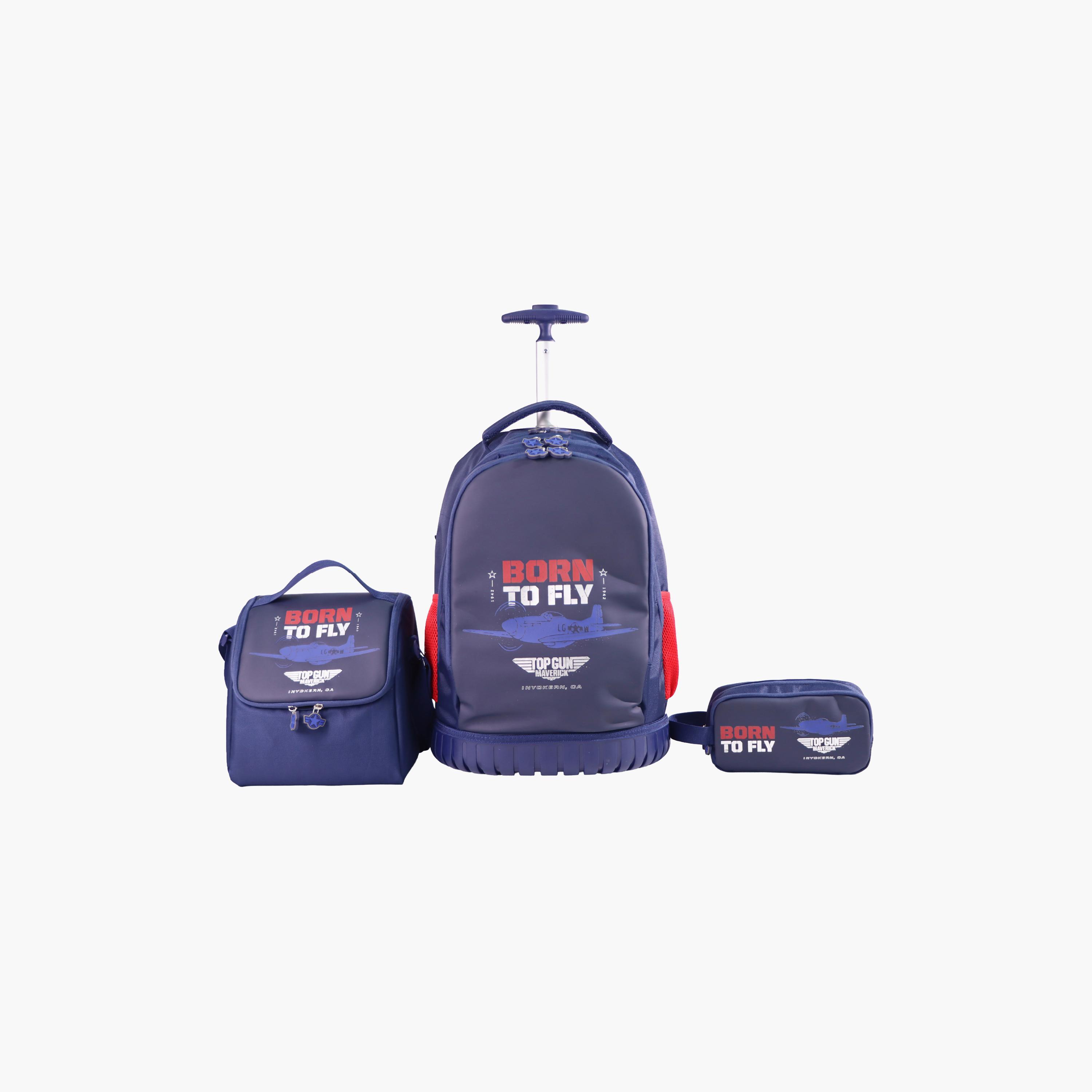 Moon Born To Fly Trolley Backpack with Lunch Bag & Pencil Case - 18 Inch-school-bagsandbackpacks-trolleybags-image-4