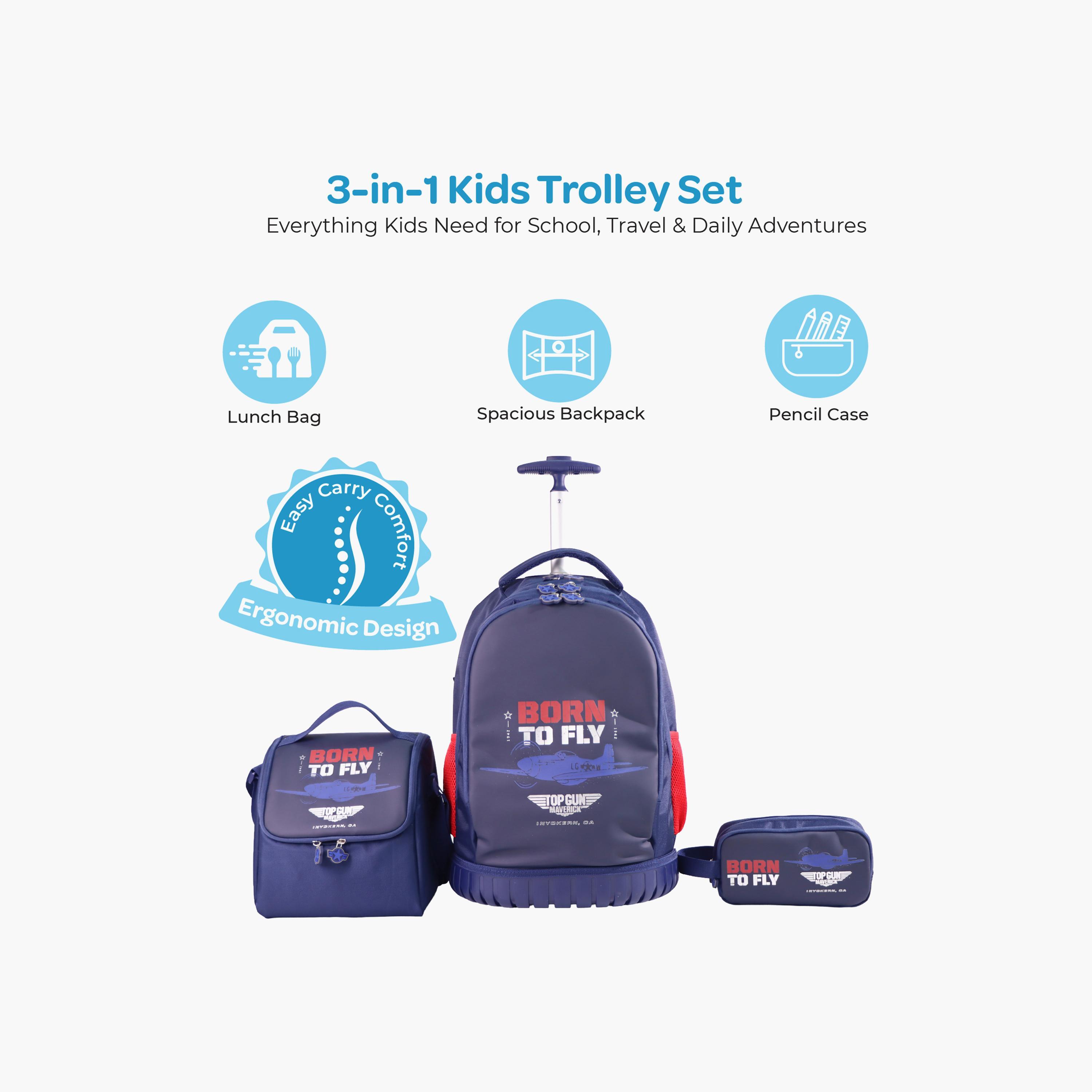 Moon Born To Fly Trolley Backpack with Lunch Bag & Pencil Case - 18 Inch-school-bagsandbackpacks-trolleybags-image-5