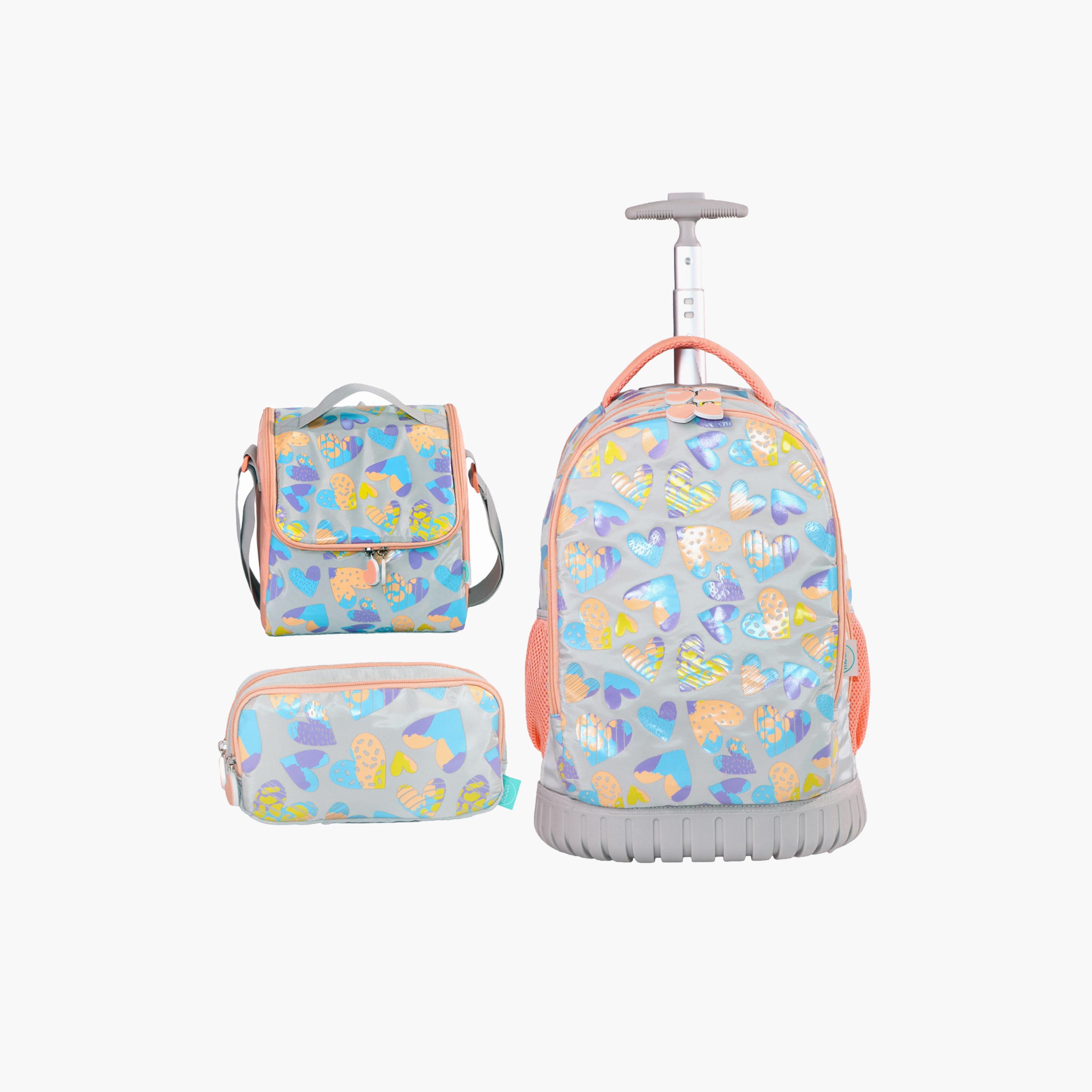 Moon Hearts Trolley Backpack with Lunch Bag & Pencil Case - 18 Inch-school-bagsandbackpacks-trolleybags-image-1
