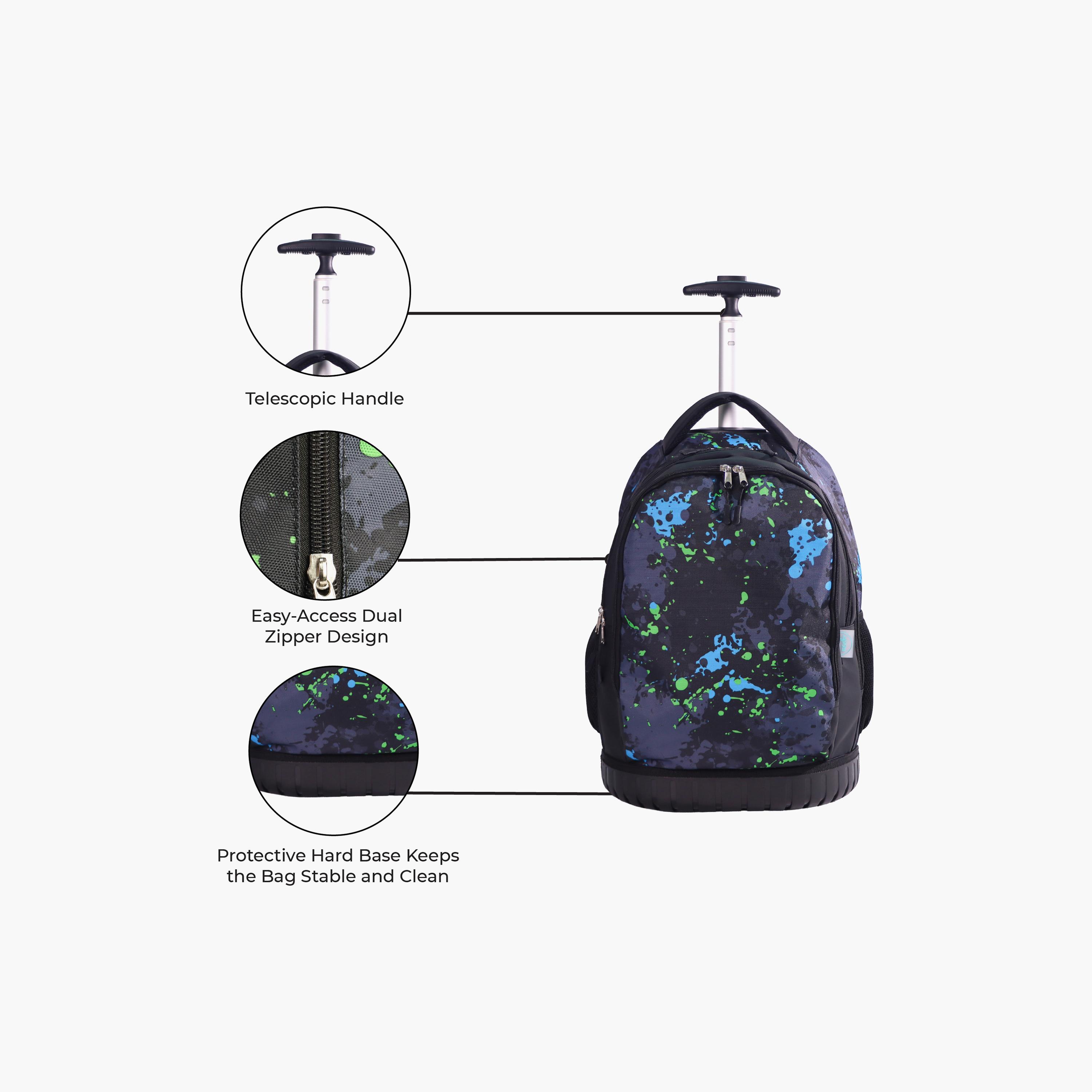 Moon Printed Trolley Backpack with Lunch Bag & Pencil Case - 18 Inch-school-bagsandbackpacks-trolleybags-image-2
