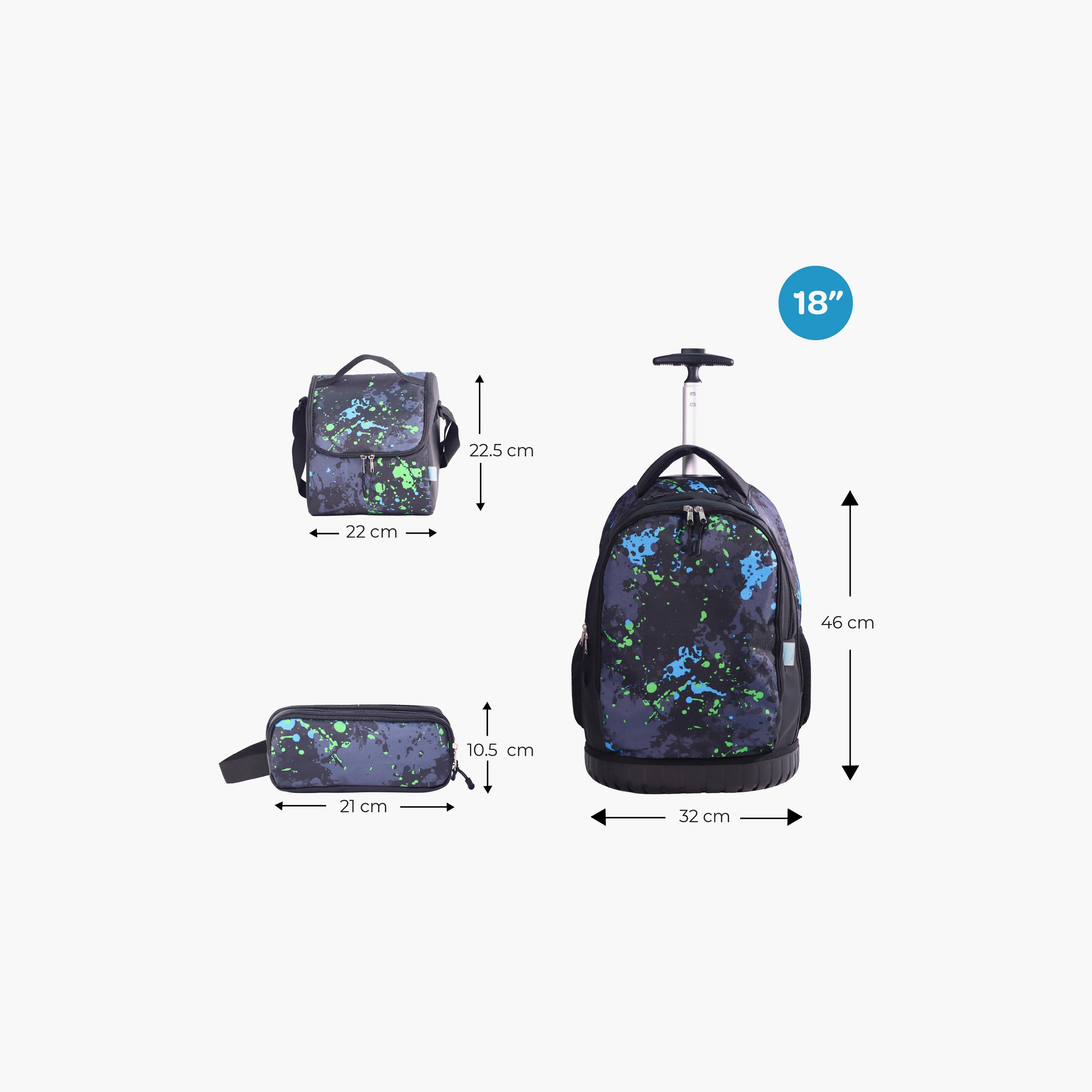 Moon Printed Trolley Backpack with Lunch Bag & Pencil Case - 18 Inch-school-bagsandbackpacks-trolleybags-image-3