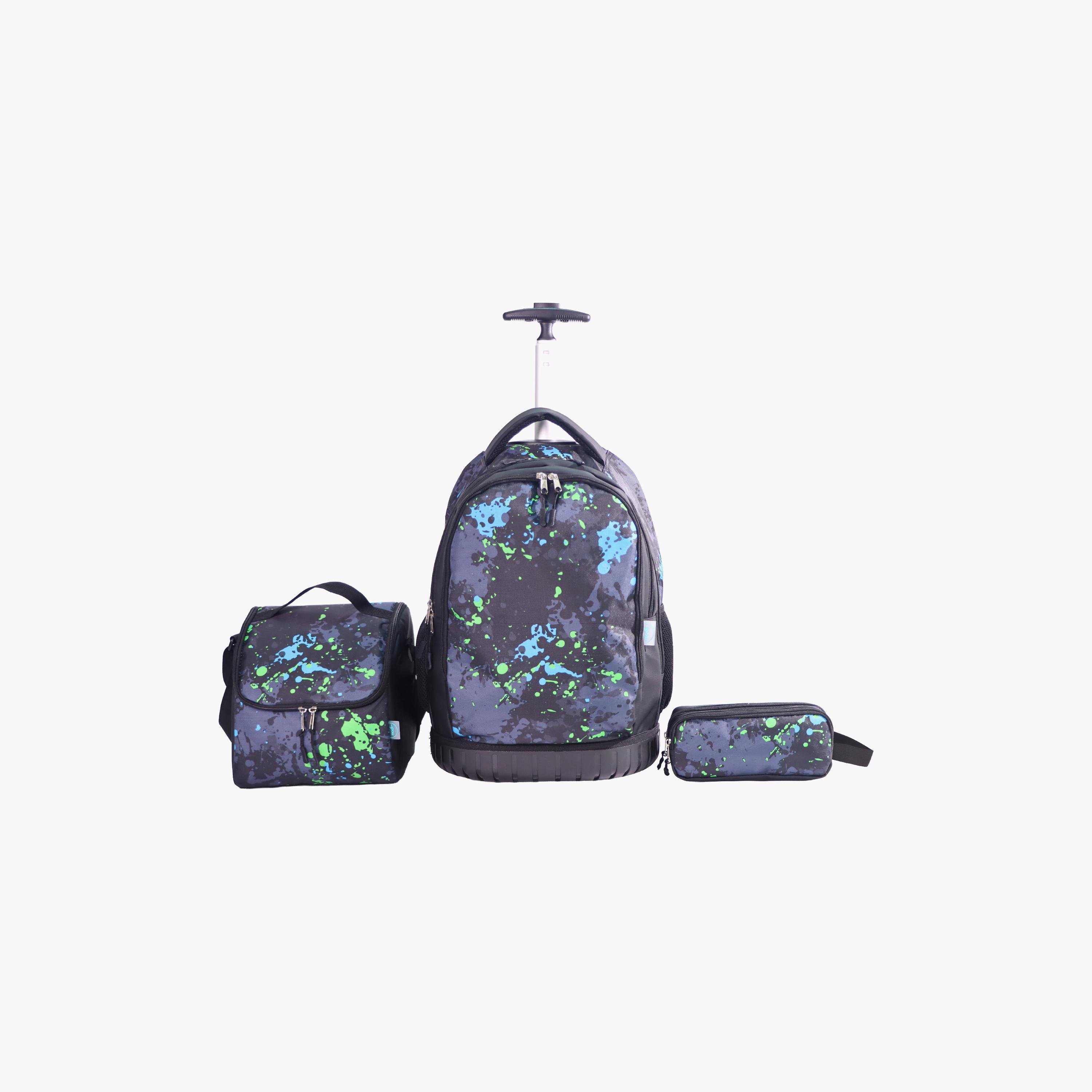 Moon Printed Trolley Backpack with Lunch Bag & Pencil Case - 18 Inch-school-bagsandbackpacks-trolleybags-image-4