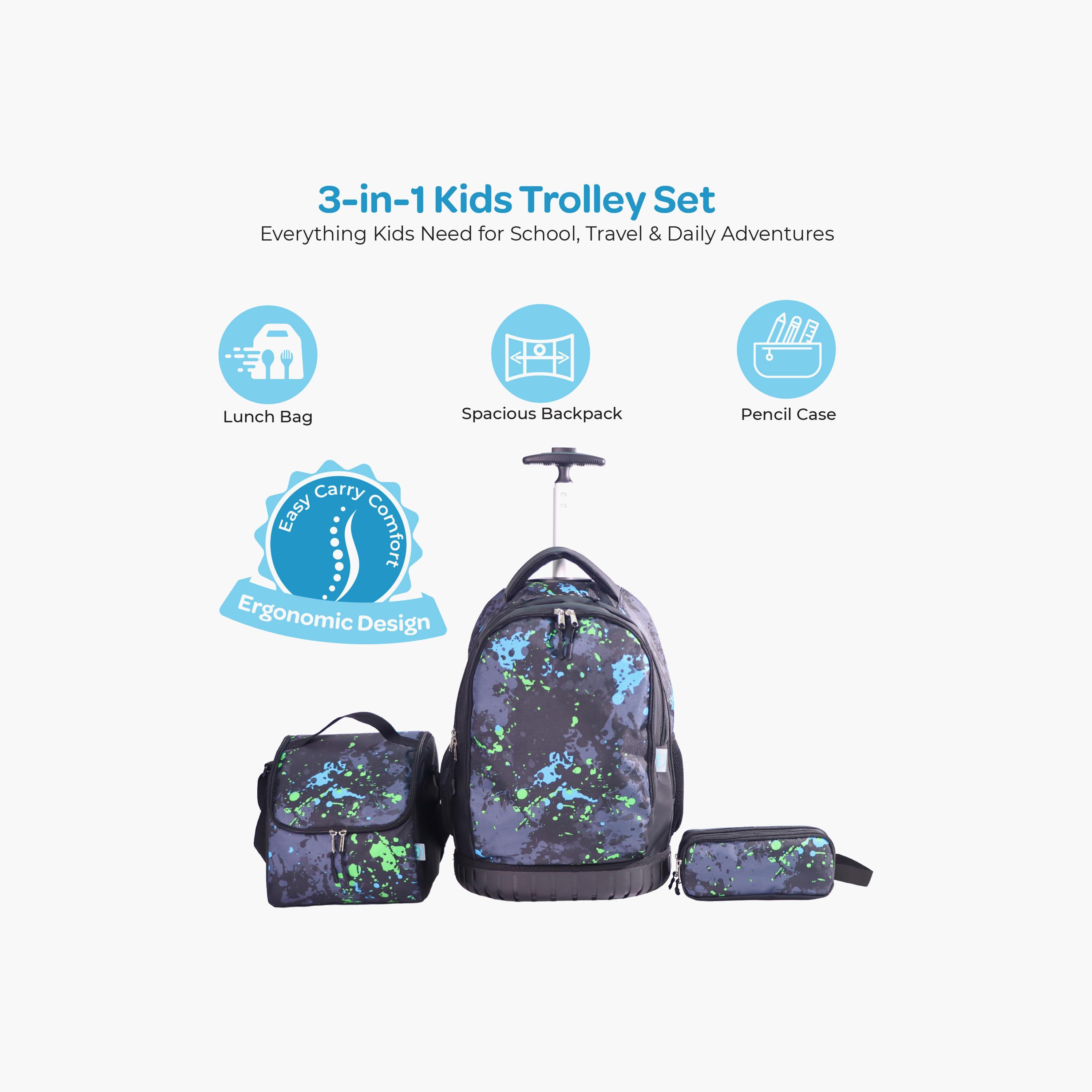 Moon Printed Trolley Backpack with Lunch Bag & Pencil Case - 18 Inch-school-bagsandbackpacks-trolleybags-image-5