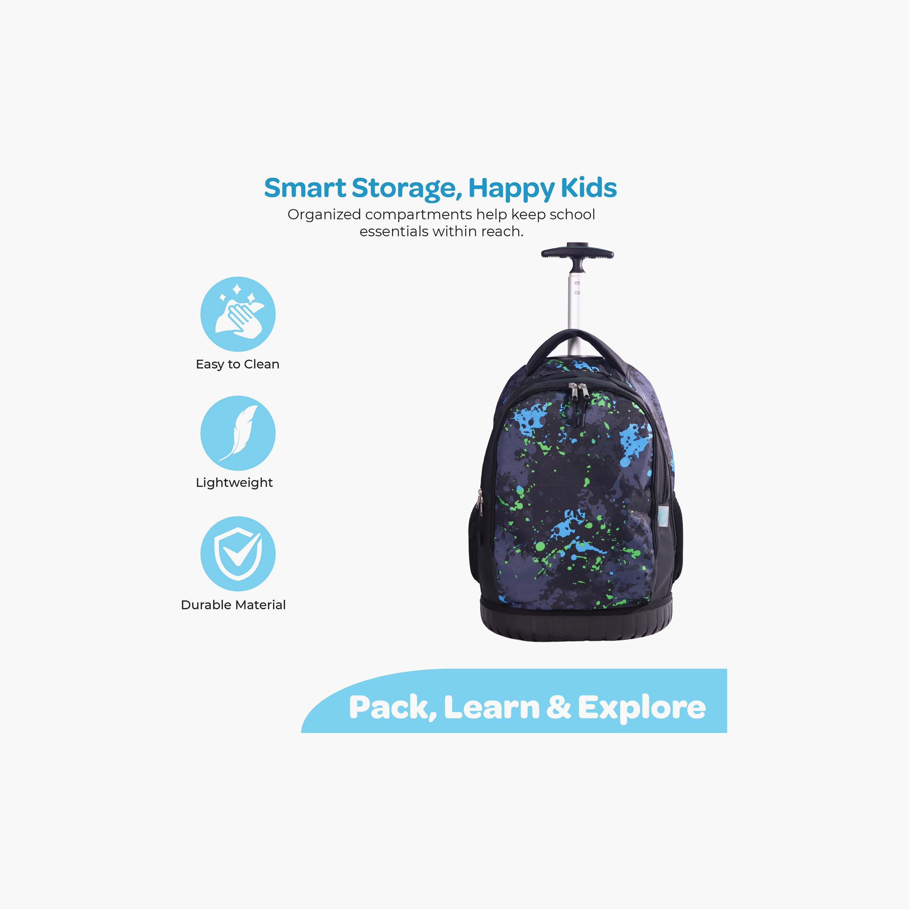 Moon Printed Trolley Backpack with Lunch Bag & Pencil Case - 18 Inch-school-bagsandbackpacks-trolleybags-image-6
