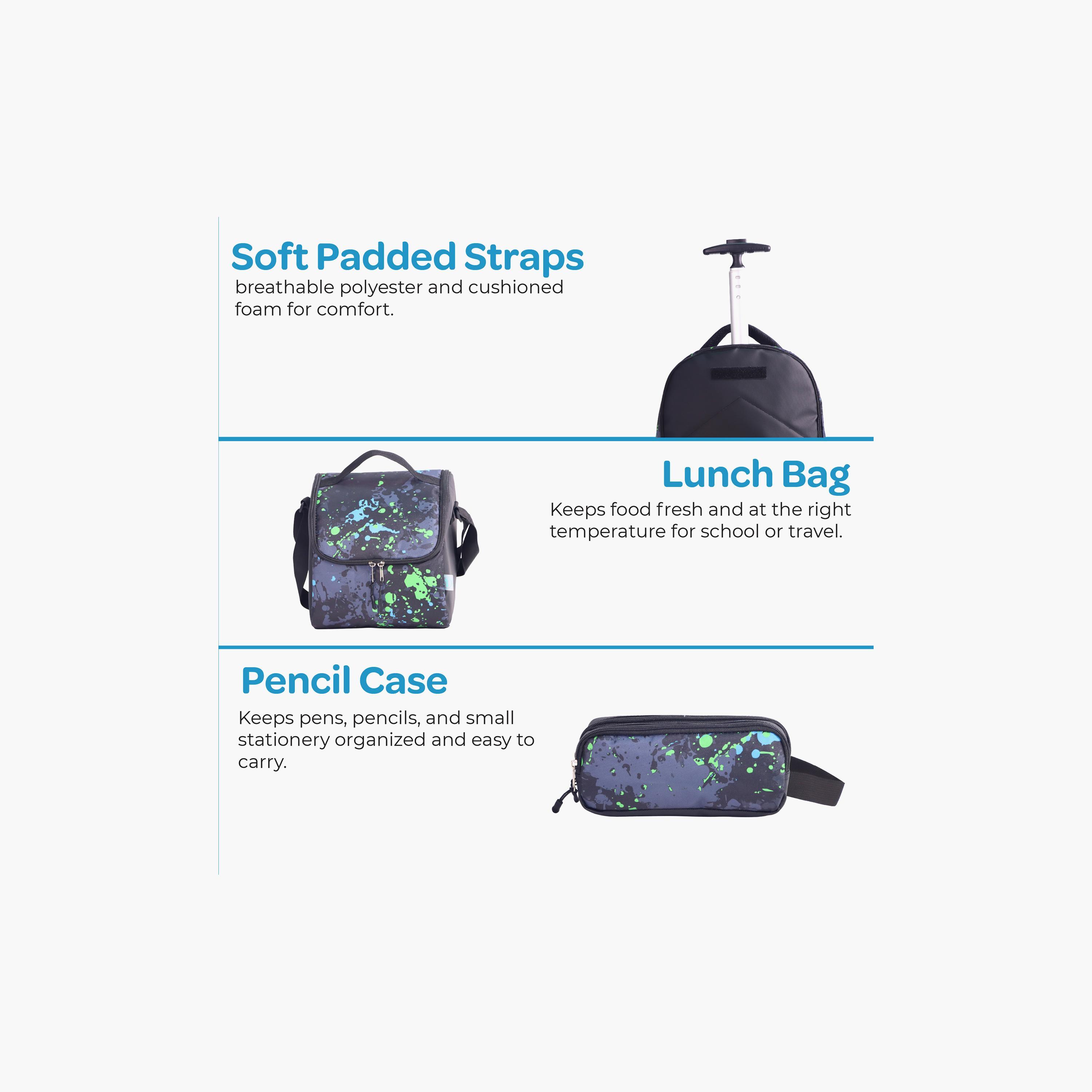 Moon Printed Trolley Backpack with Lunch Bag & Pencil Case - 18 Inch-school-bagsandbackpacks-trolleybags-image-9