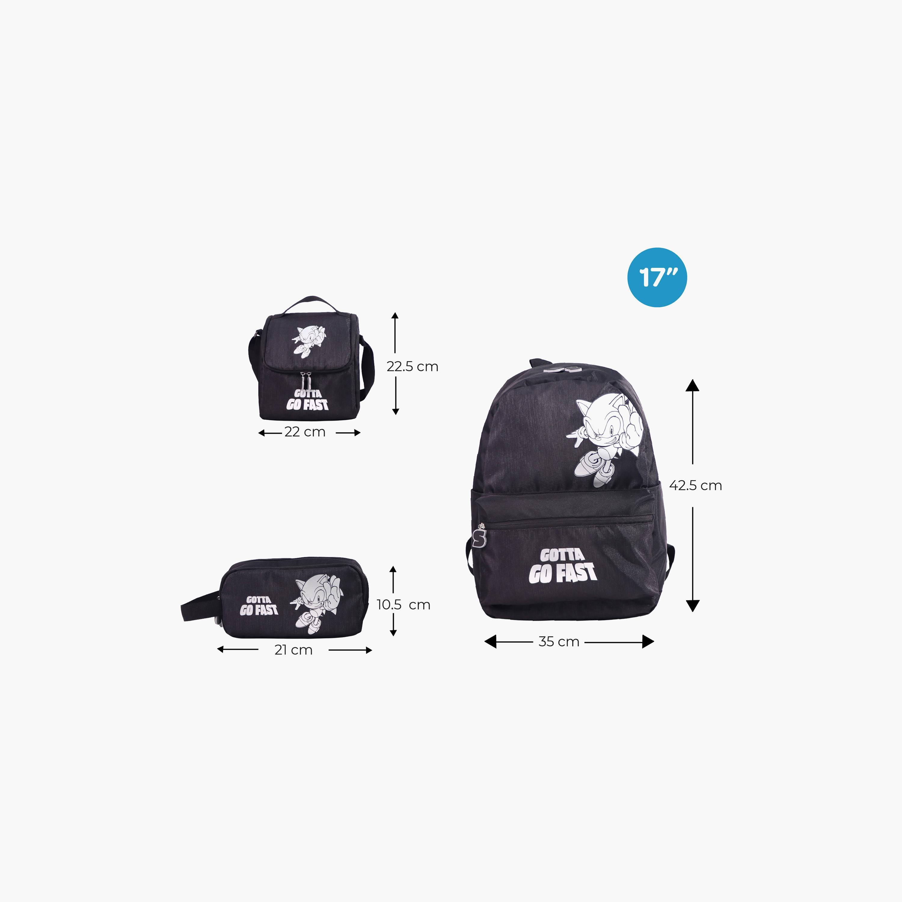 Moon Sonic the Hedgehog Trolley Backpack with Lunch Bag & Pencil Case - 17 Inch-school-bagsandbackpacks-trolleybags-image-2