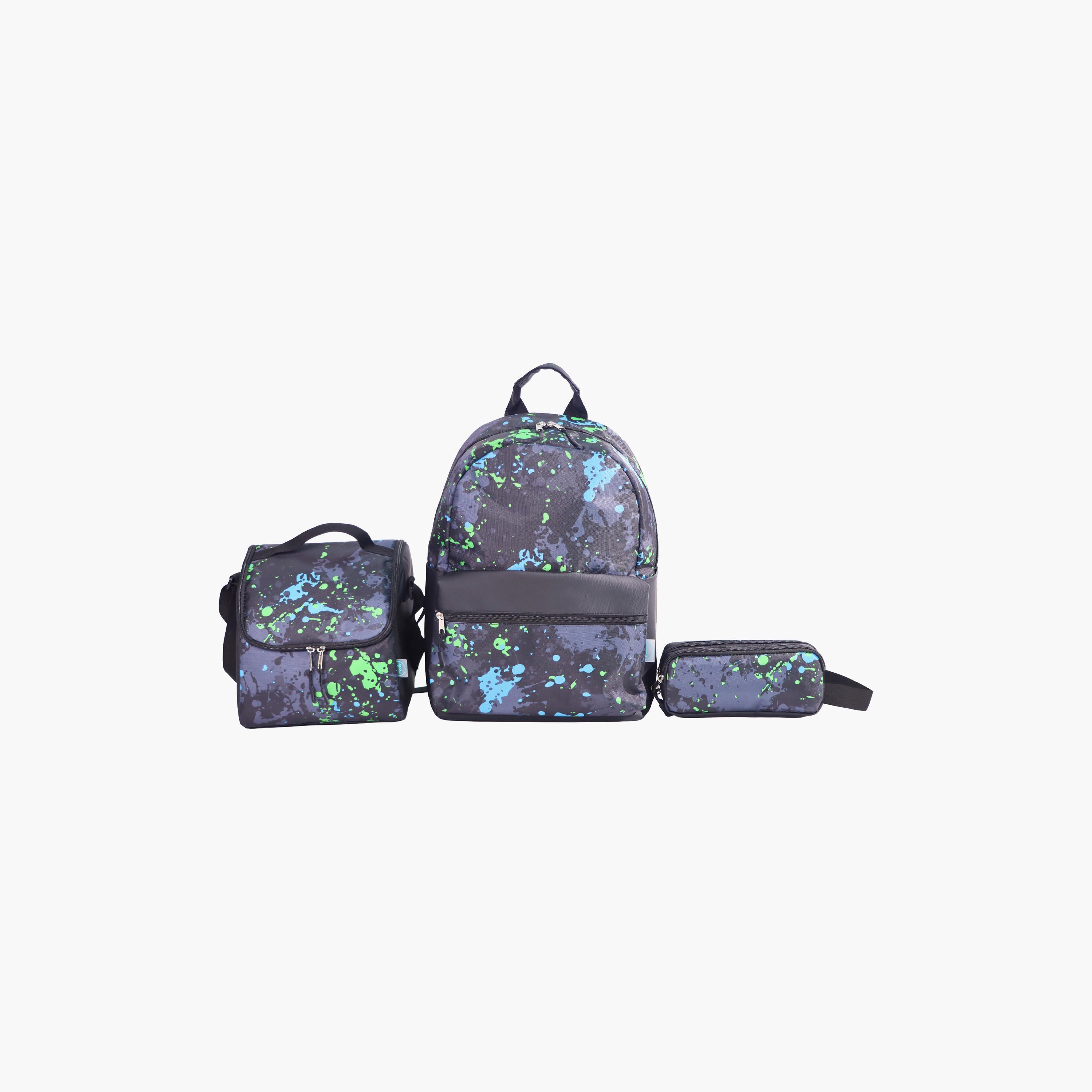 Moon Printed Trolley Backpack with Lunch Bag & Pencil Case - 17 Inch-school-bagsandbackpacks-trolleybags-image-3