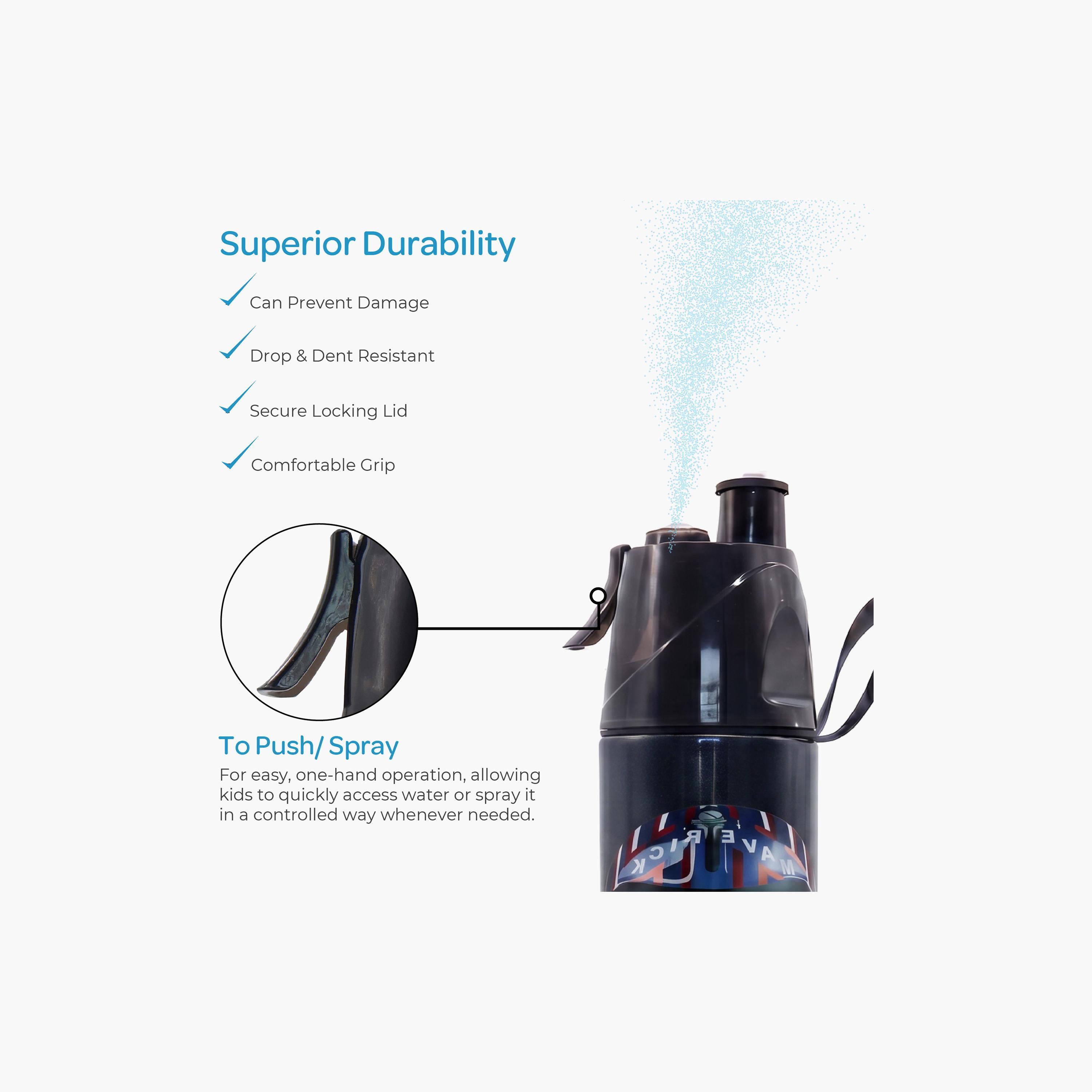 Moon Top Gun SS Water Bottle with Spray Mist - 500 ml-school-waterbottles-image-7