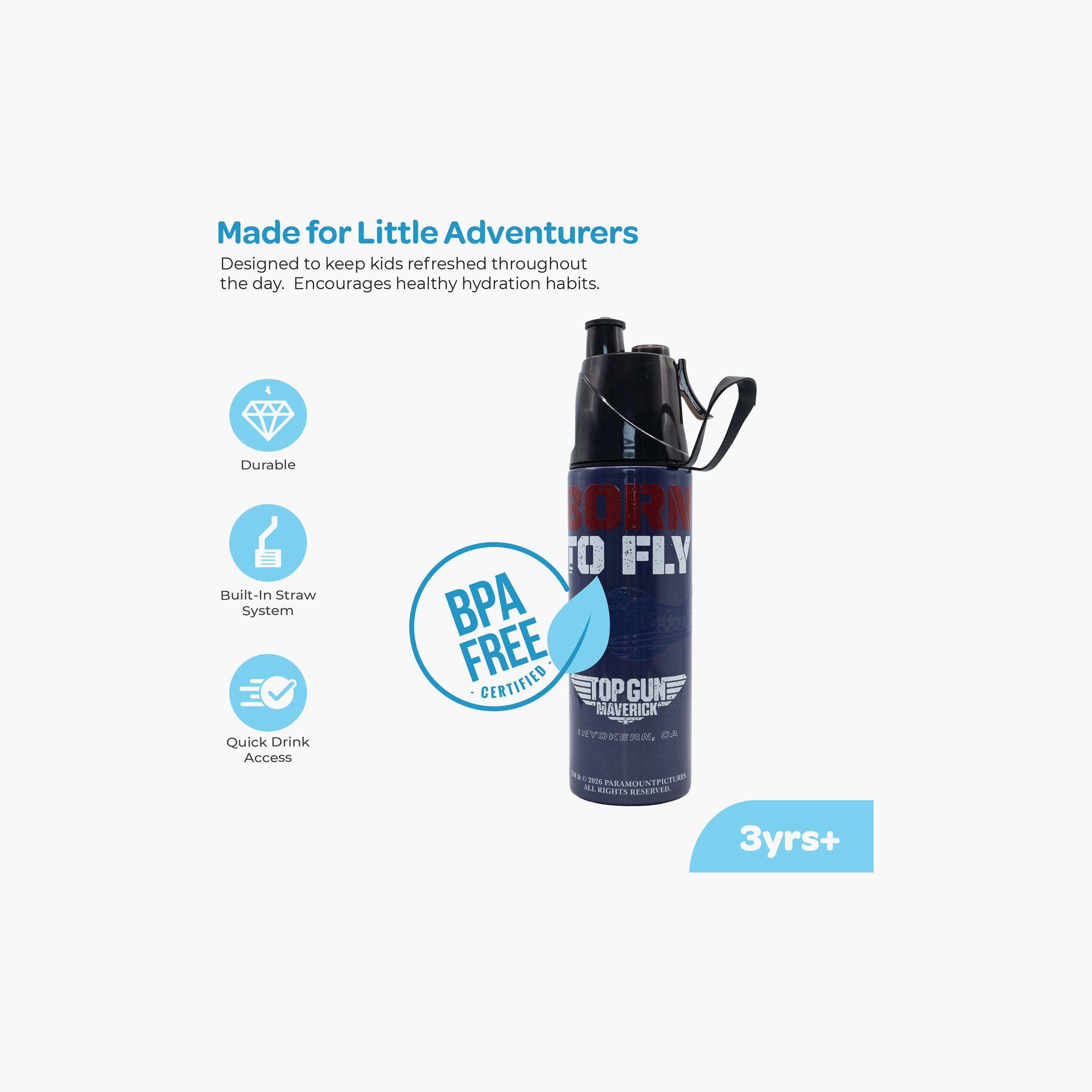 Moon Top Gun SS Water Bottle with Spray Mist - 500 ml-school-waterbottles-image-4