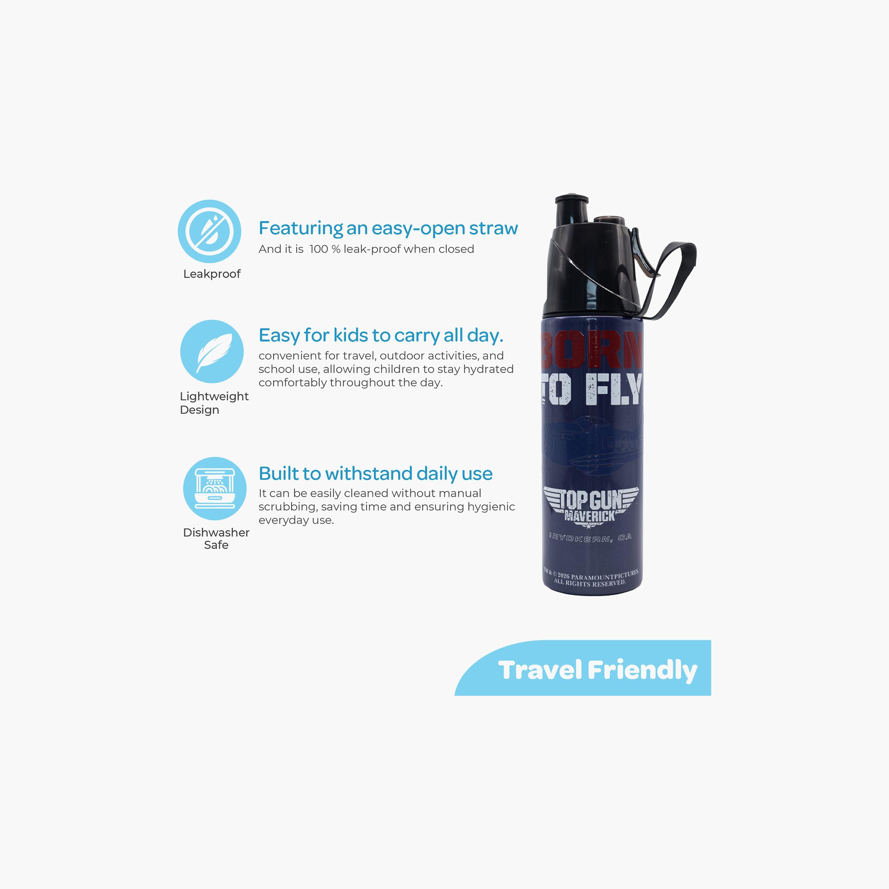 Moon Top Gun SS Water Bottle with Spray Mist - 500 ml-school-waterbottles-image-5