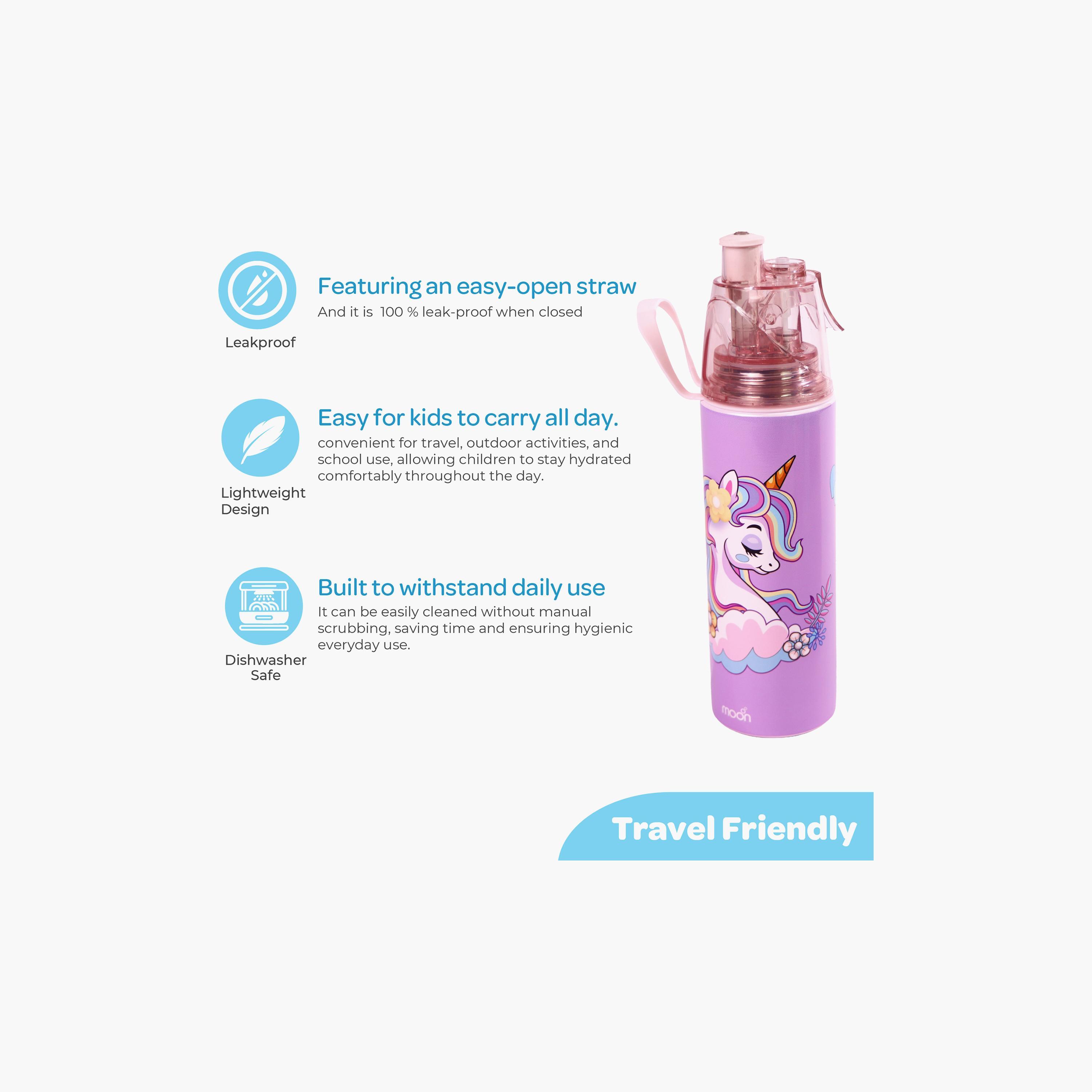 Moon Unicorn SS Water Bottle with Spray Mist - 500 ml-school-waterbottles-image-5