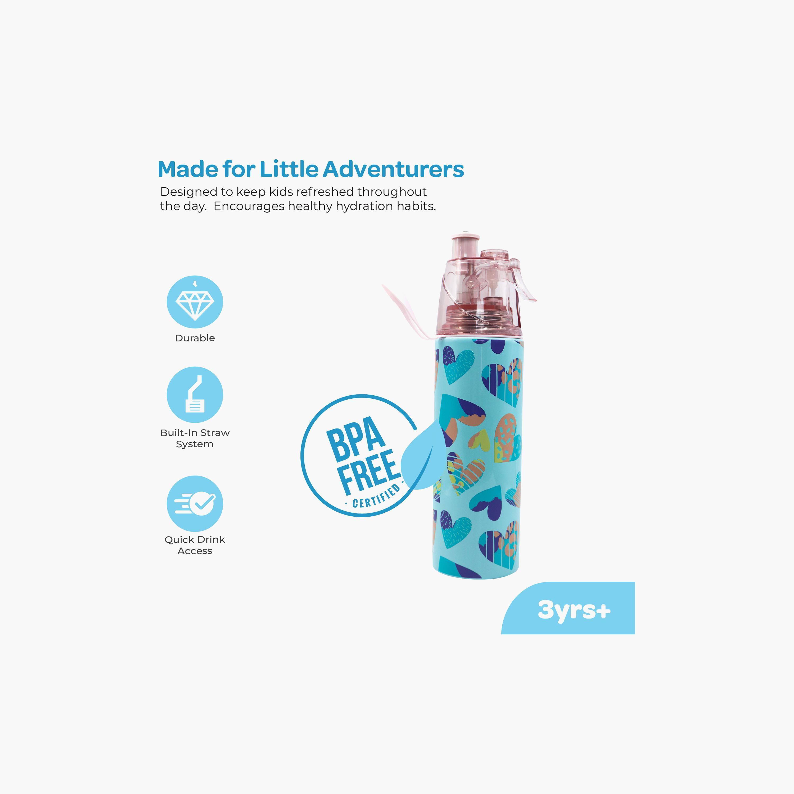 Moon Hearts SS Water Bottle with Spray Mist - 500 ml-school-waterbottles-image-4
