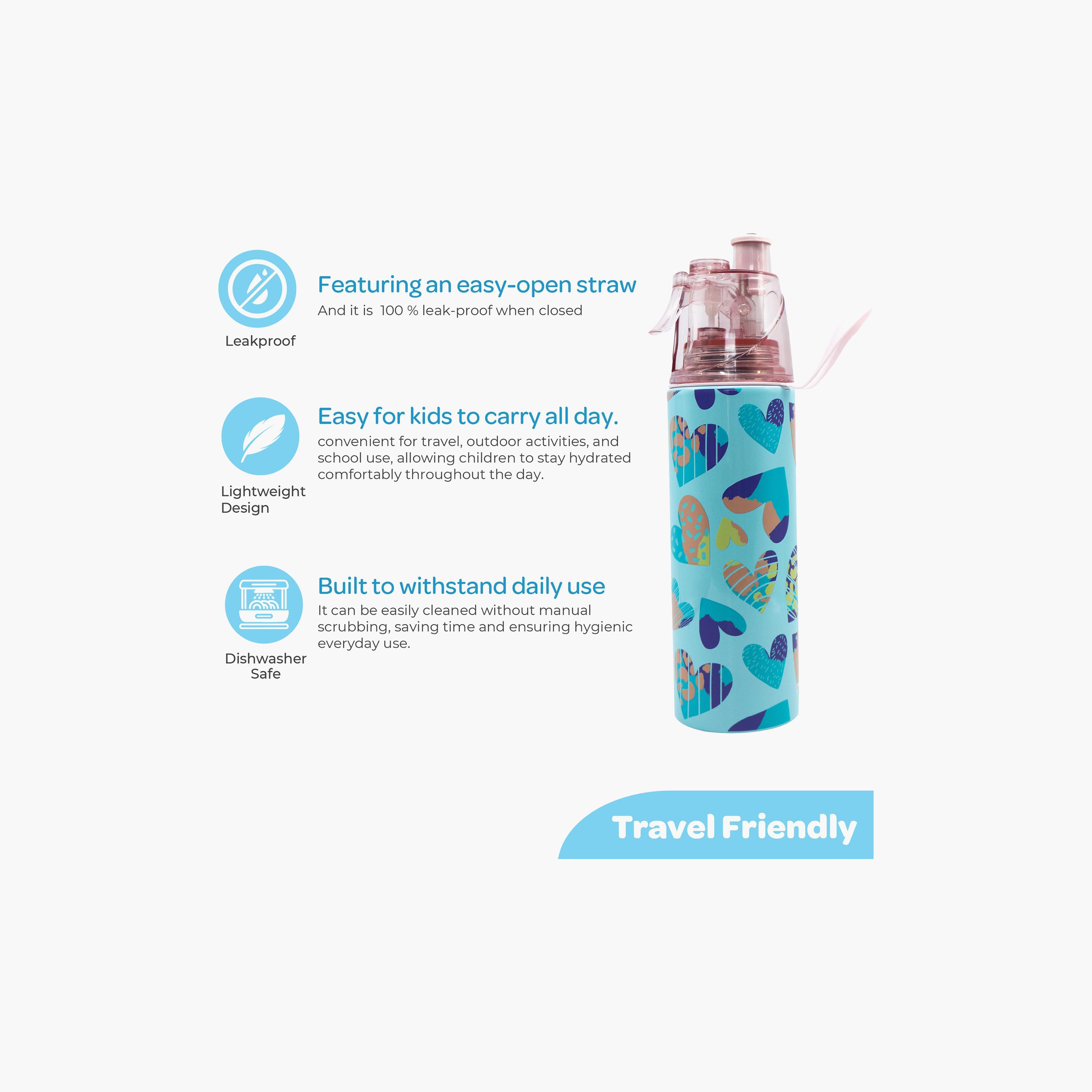 Moon Hearts SS Water Bottle with Spray Mist - 500 ml-school-waterbottles-image-5