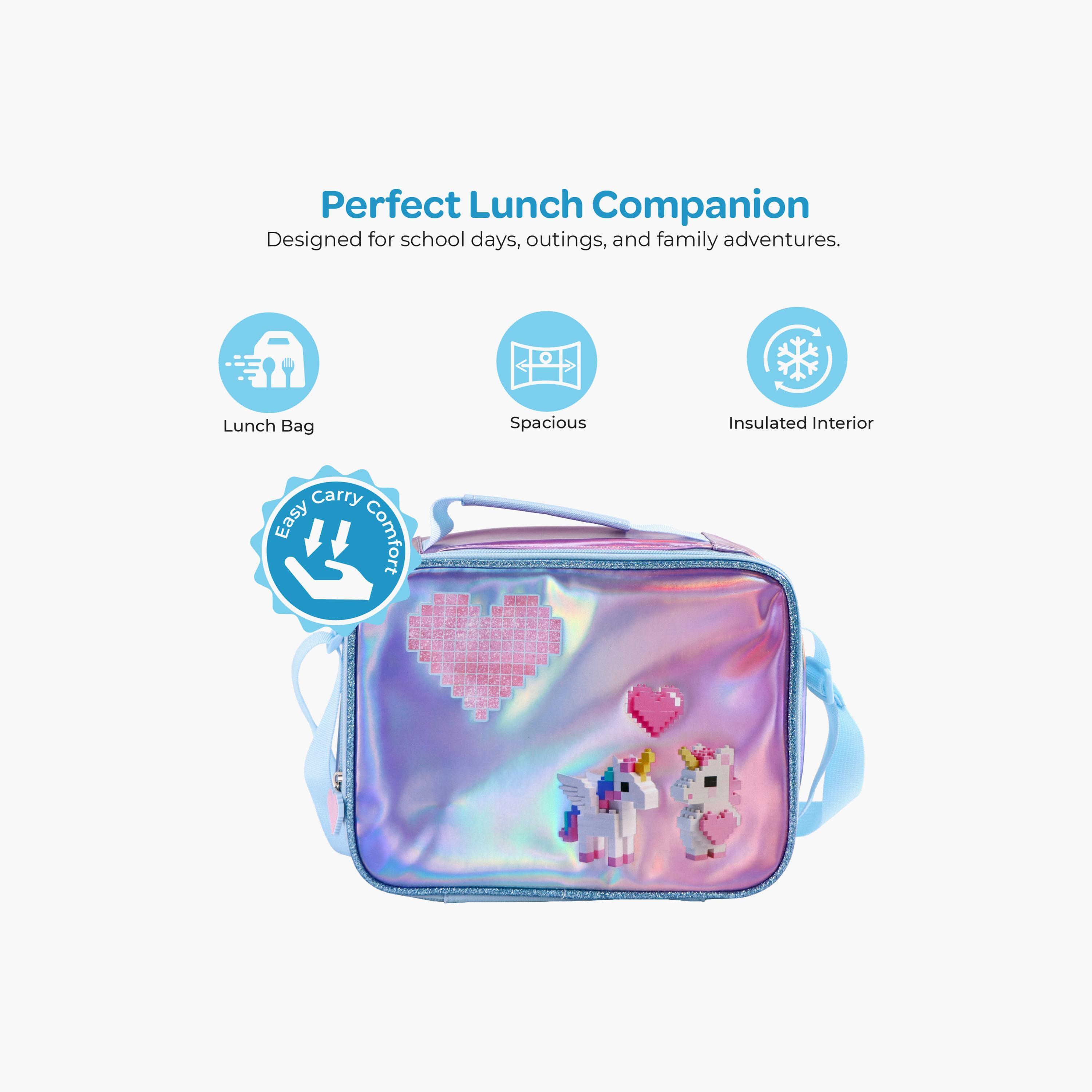 حقيبة غداء معزولة ومضادة للتسريب بتتصميم وحيد القرن (يونيكورن) من مون-school-lunchessentials-lunchbags-image-2