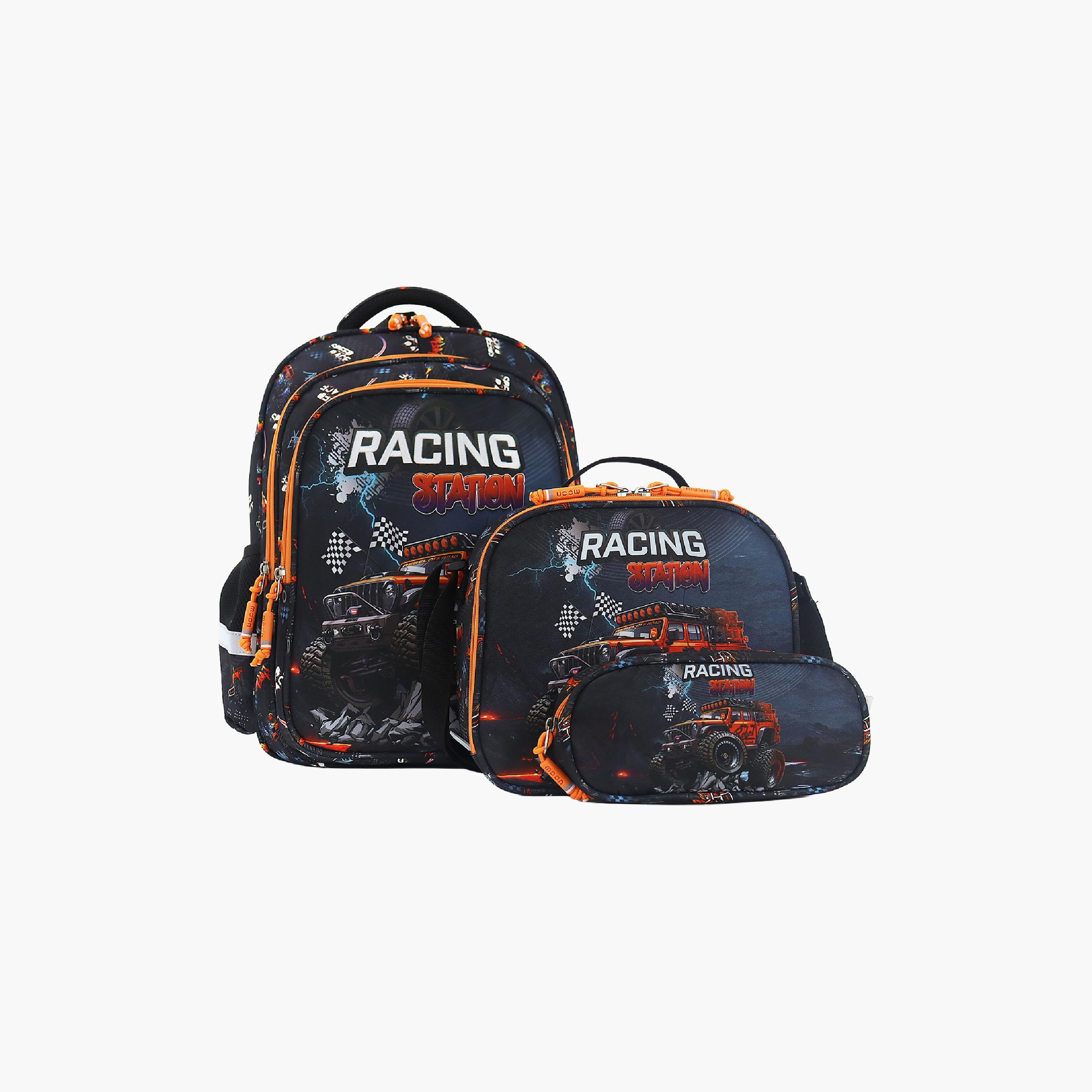 Moon Racing Car School Bag with Lunch Bag & Pencil Case - 16 Inch-school-bagsandbackpacks-sets-image-1