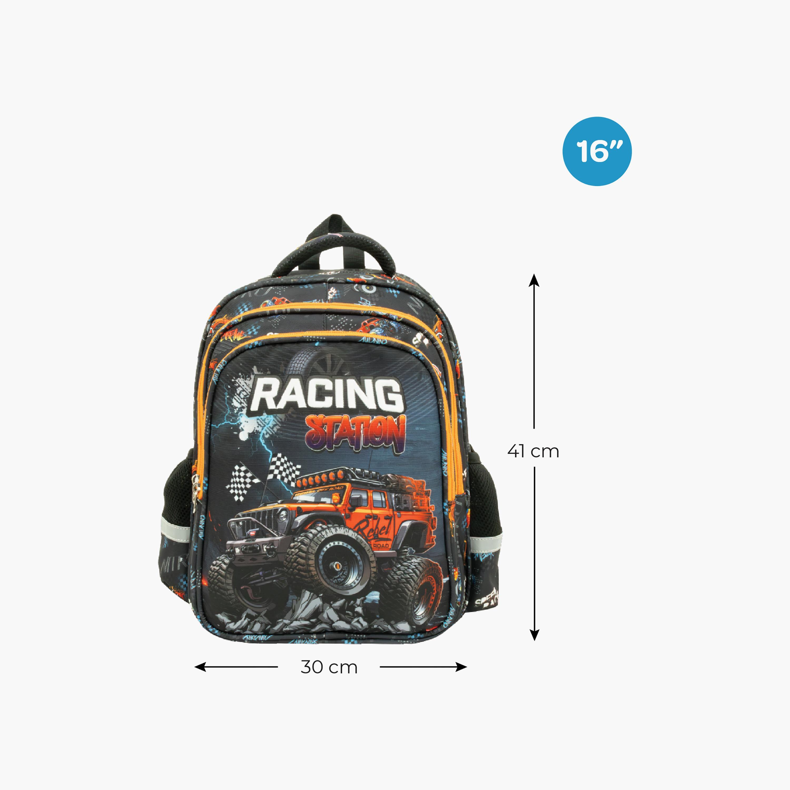 Moon Racing Car School Bag with Lunch Bag & Pencil Case - 16 Inch-school-bagsandbackpacks-sets-image-2