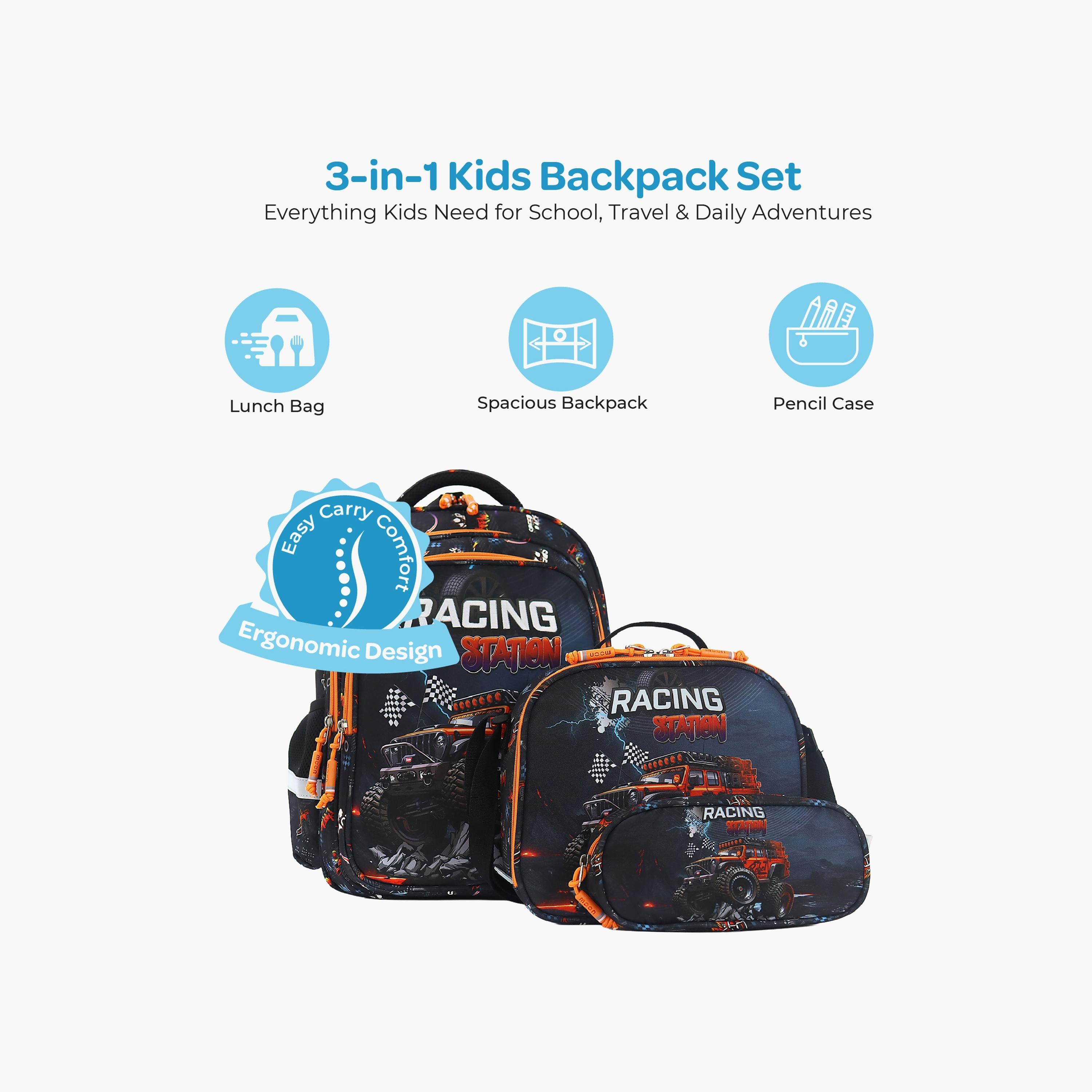 Moon Racing Car School Bag with Lunch Bag & Pencil Case - 16 Inch-school-bagsandbackpacks-sets-image-3