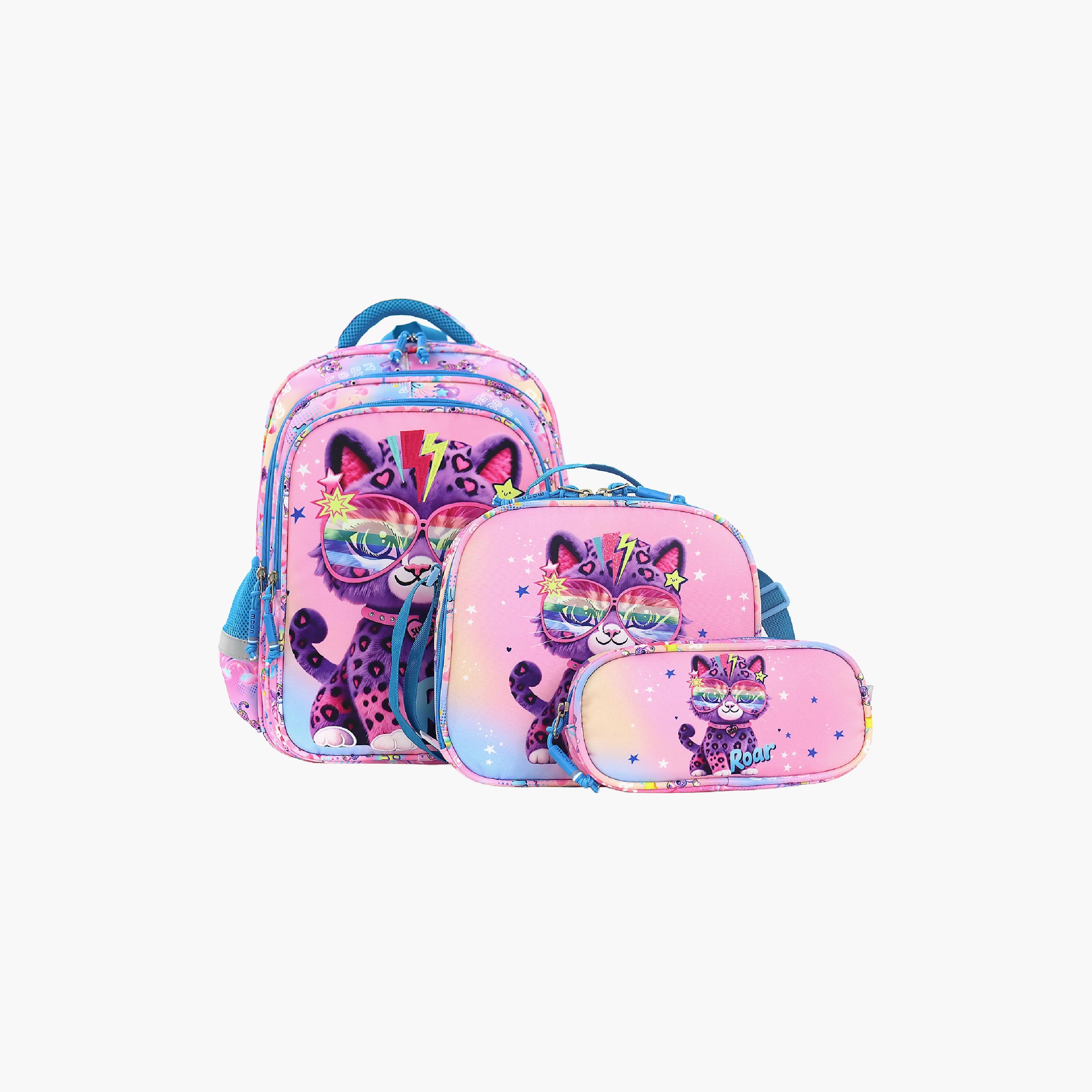 Moon Cat School Bag with Lunch Bag & Pencil Case - 16 Inch-school-bagsandbackpacks-sets-image-1