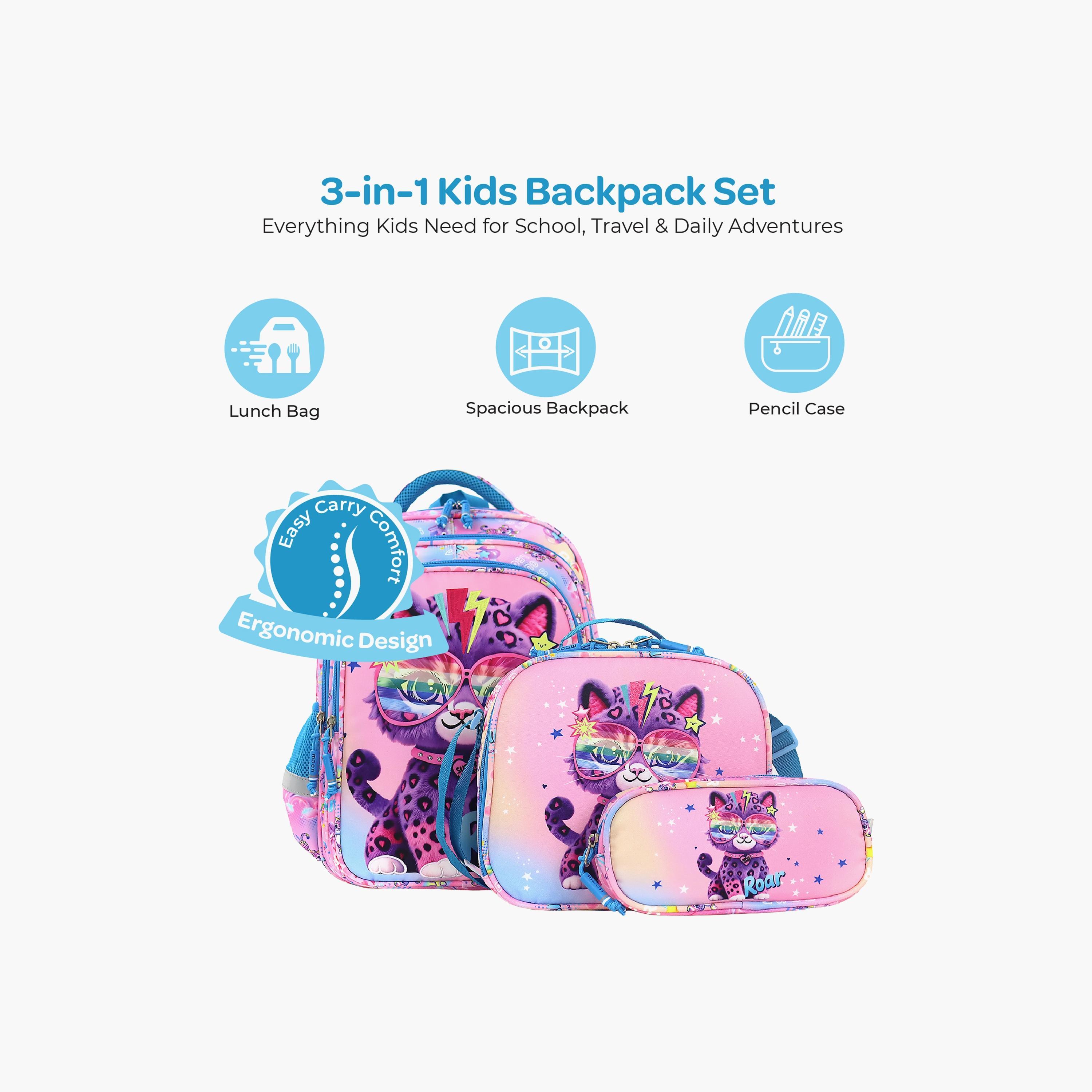 Moon Cat School Bag with Lunch Bag & Pencil Case - 16 Inch-school-bagsandbackpacks-sets-image-3