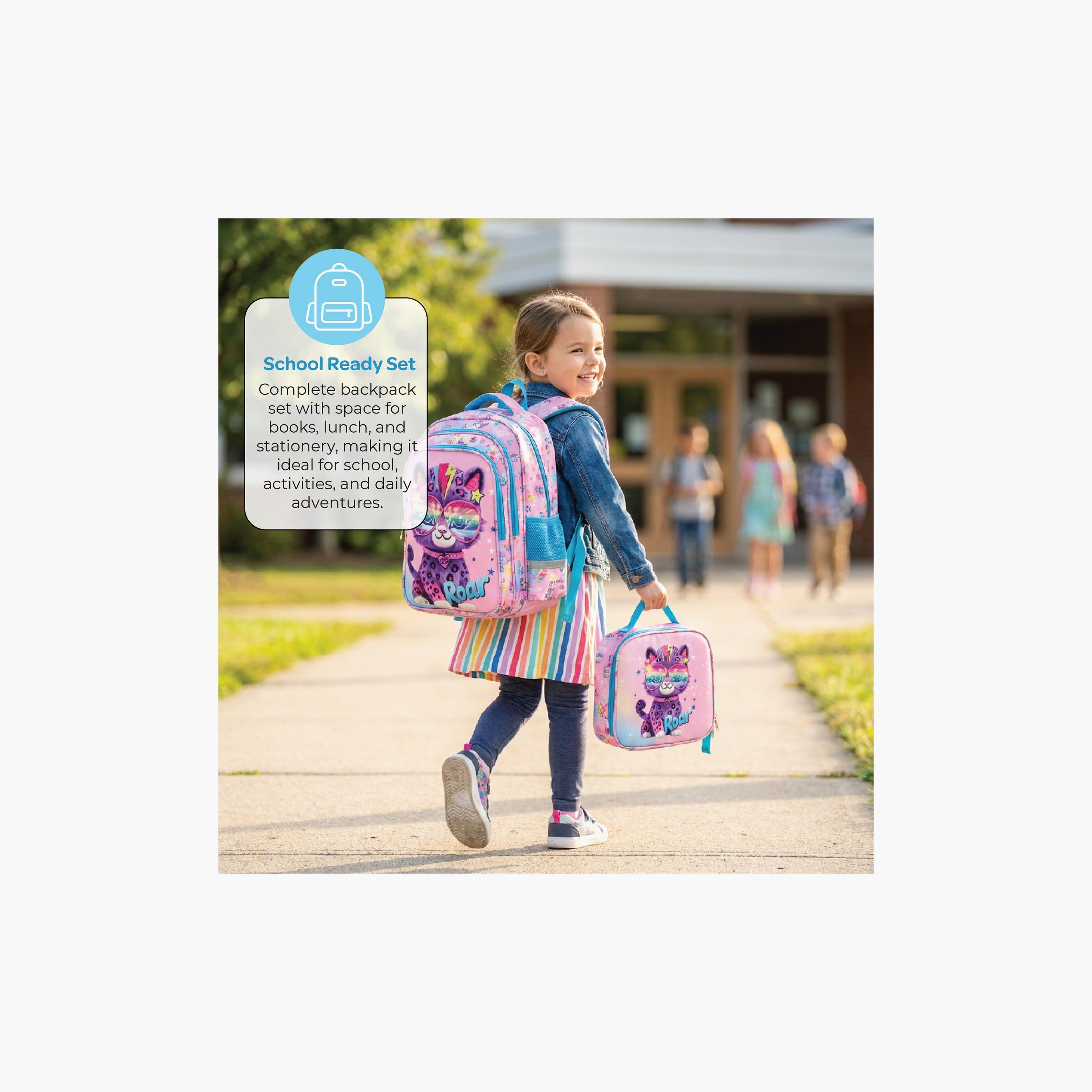 Moon Cat School Bag with Lunch Bag & Pencil Case - 16 Inch-school-bagsandbackpacks-sets-image-9